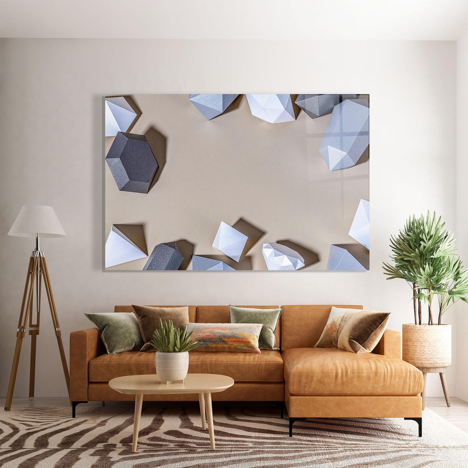 Glasbild Geometric 3d Shapes mockup 7