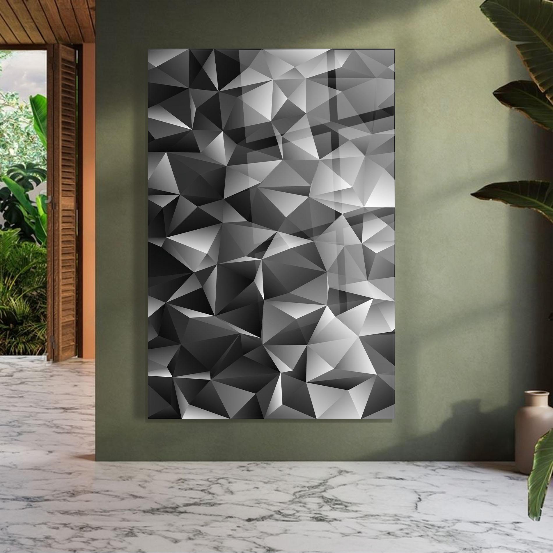 Glasbild Black Triangle Pattern mockup 7