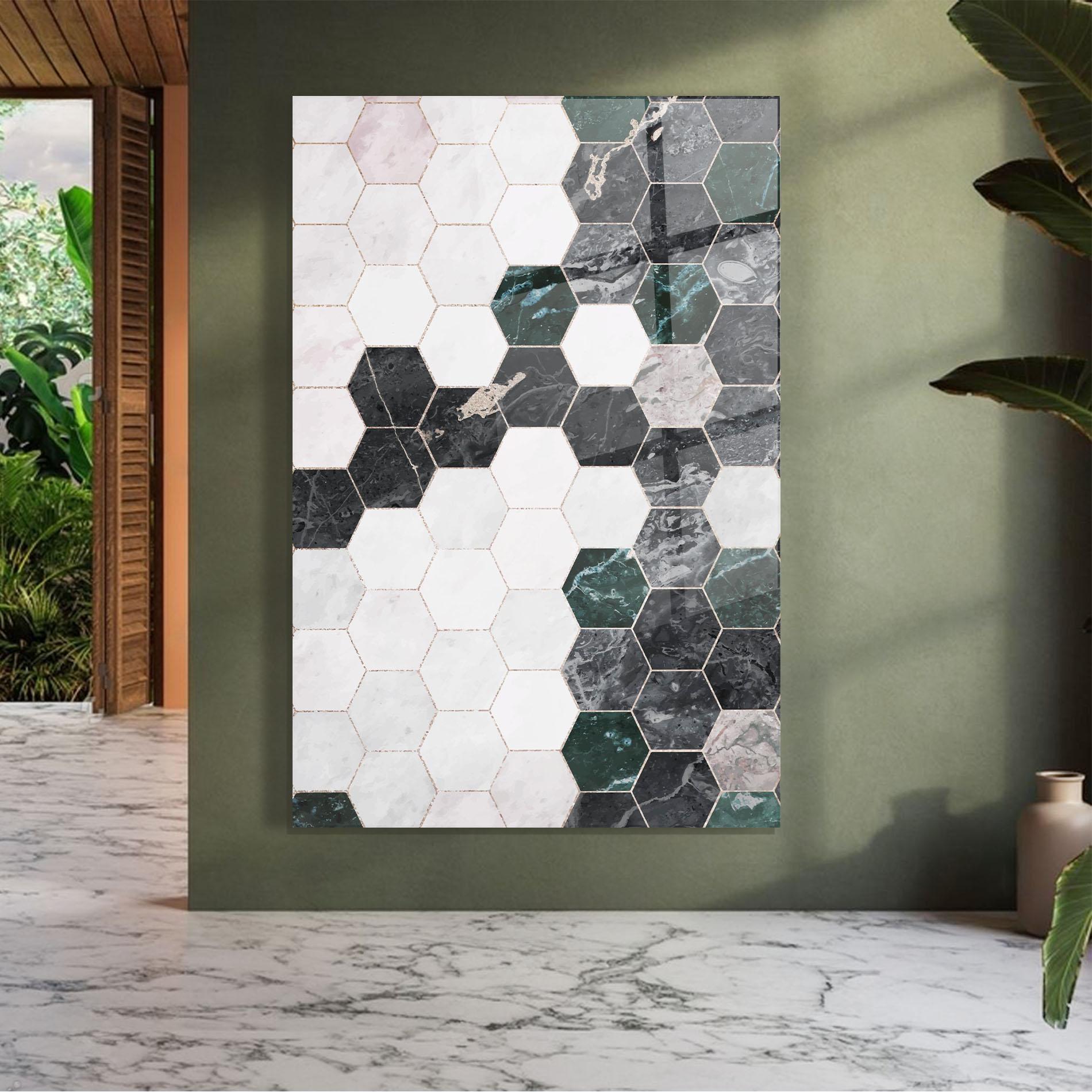 Glasbild Green Hexagon mockup 7