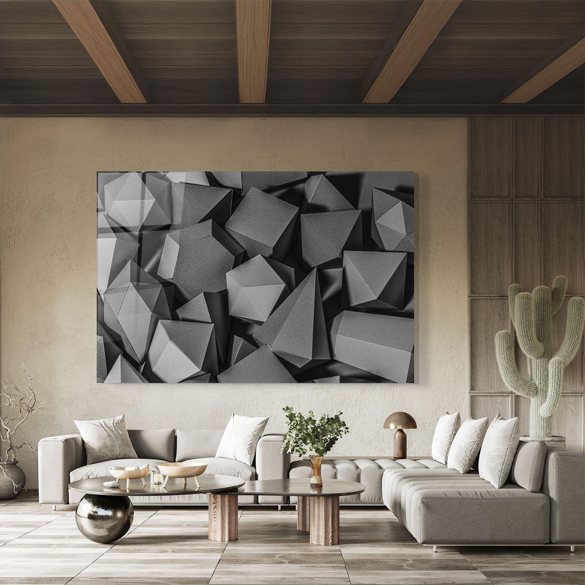 Glasbild Black Geometric Shapes mockup 8