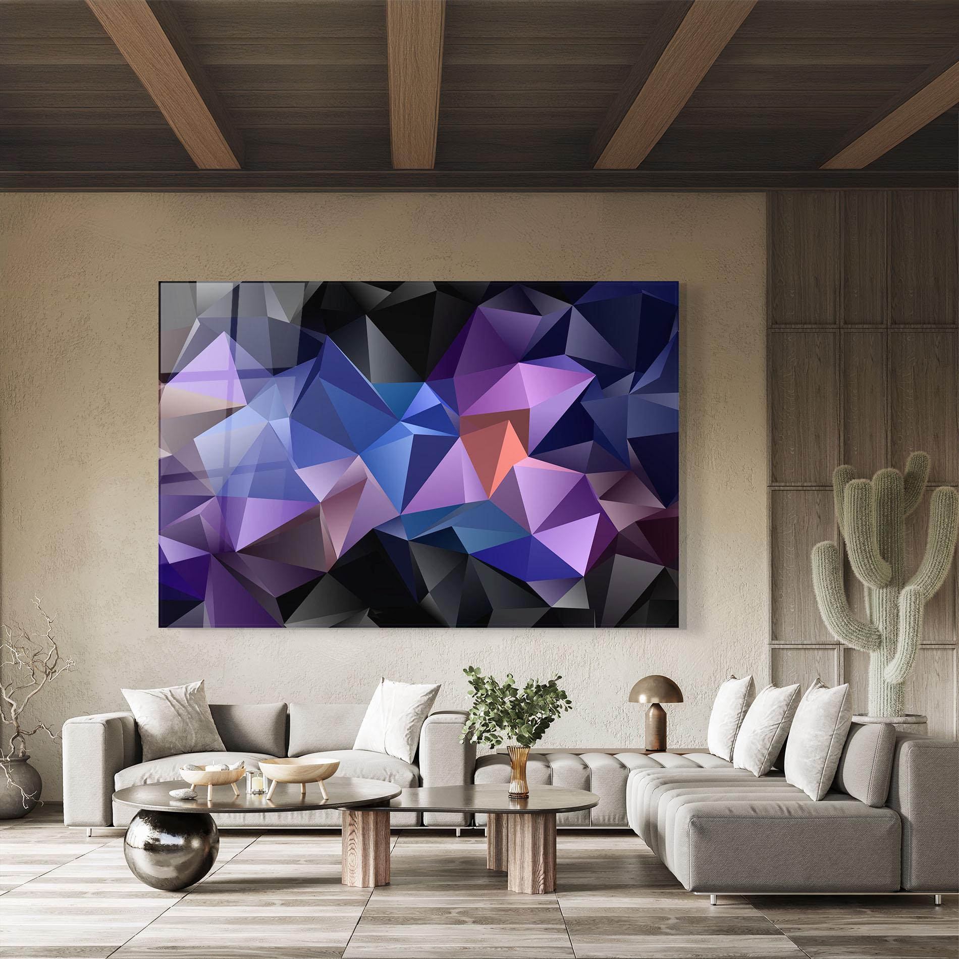 Glasbild Black Purple Triangle mockup 8