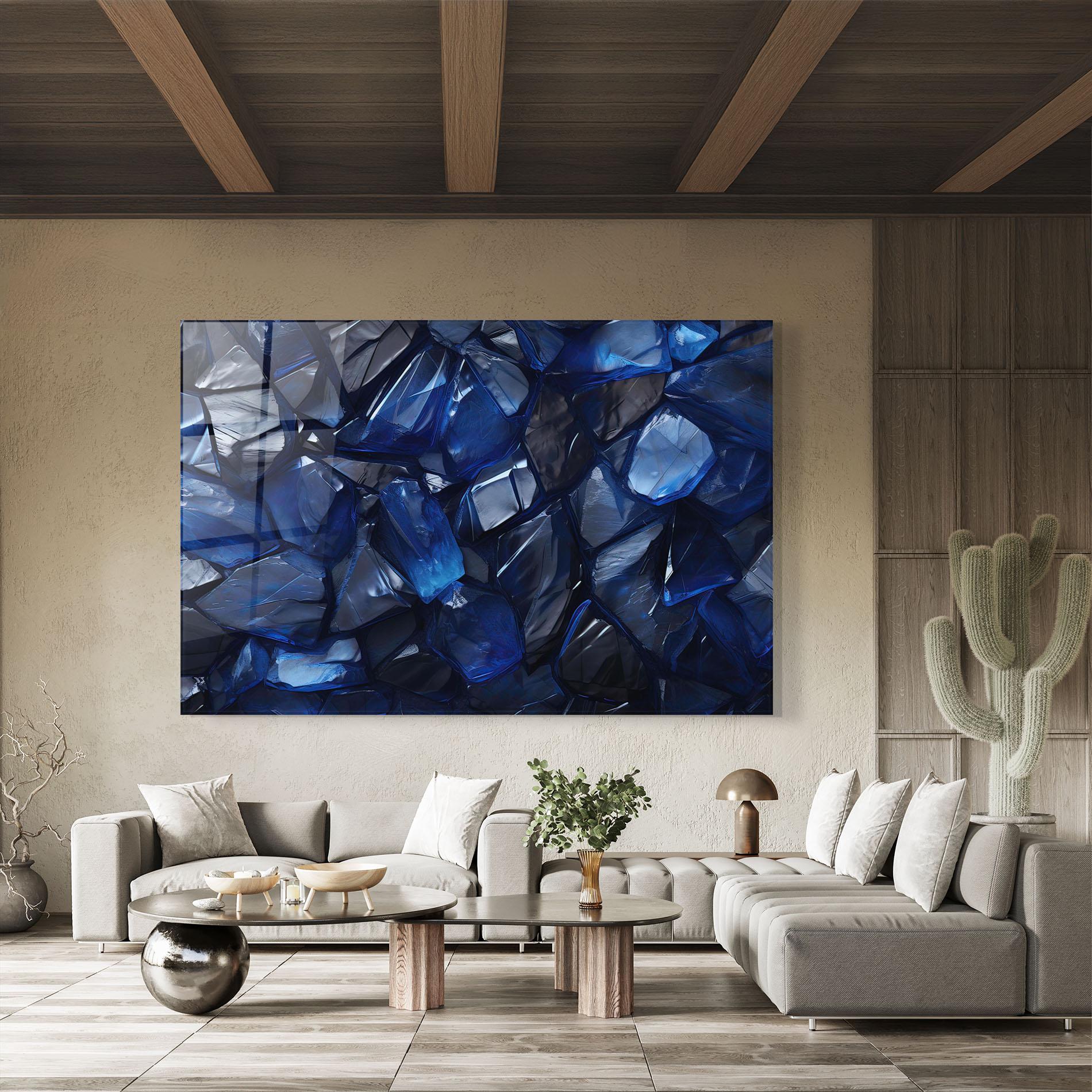 Glasbild Blue Crystal Shape mockup 8