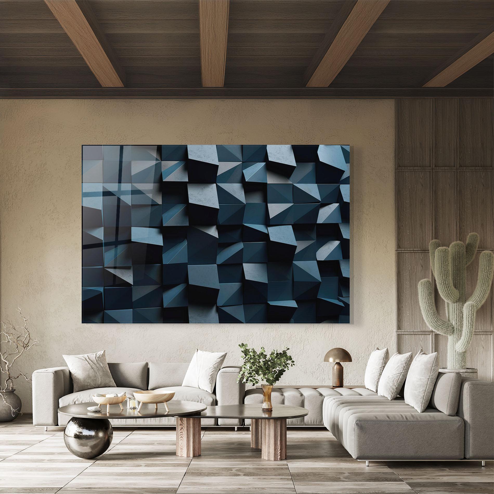 Glasbild Dark Blue Square mockup 8