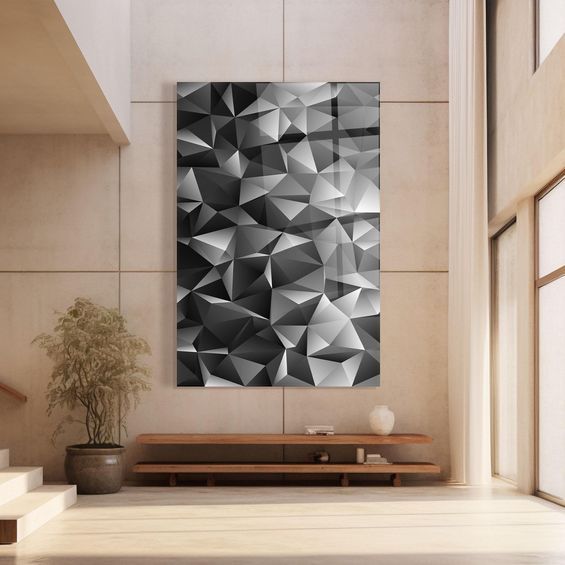 Glasbild Black Triangle Pattern mockup 8