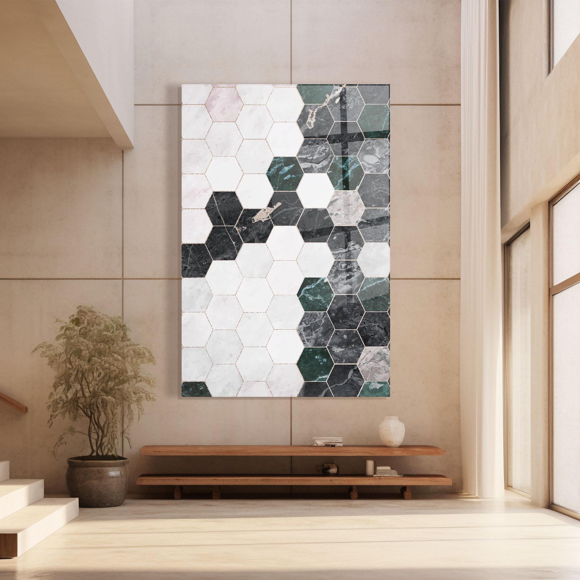 Glasbild Green Hexagon mockup 8