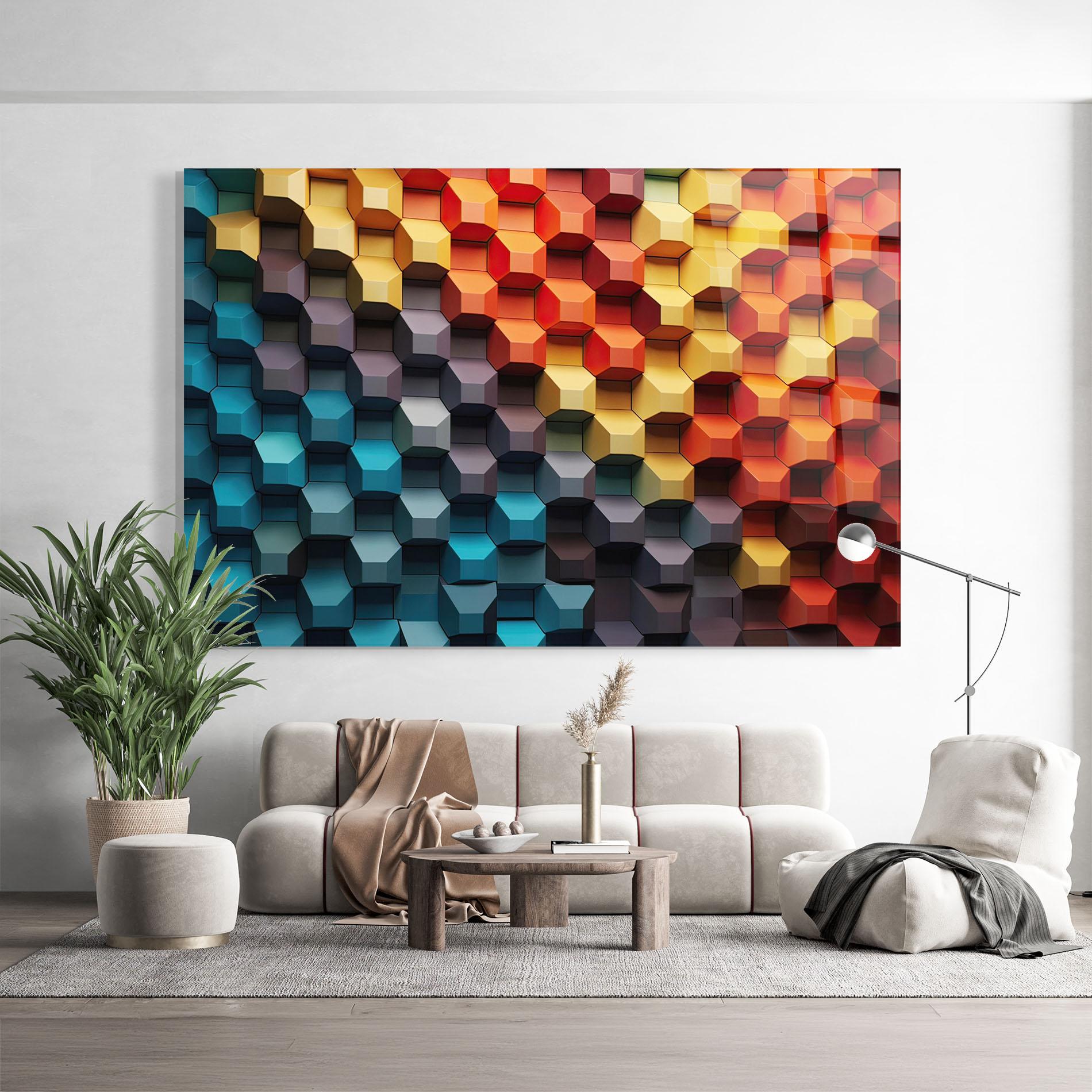 Glasbild 3d Sqare Mix mockup 9