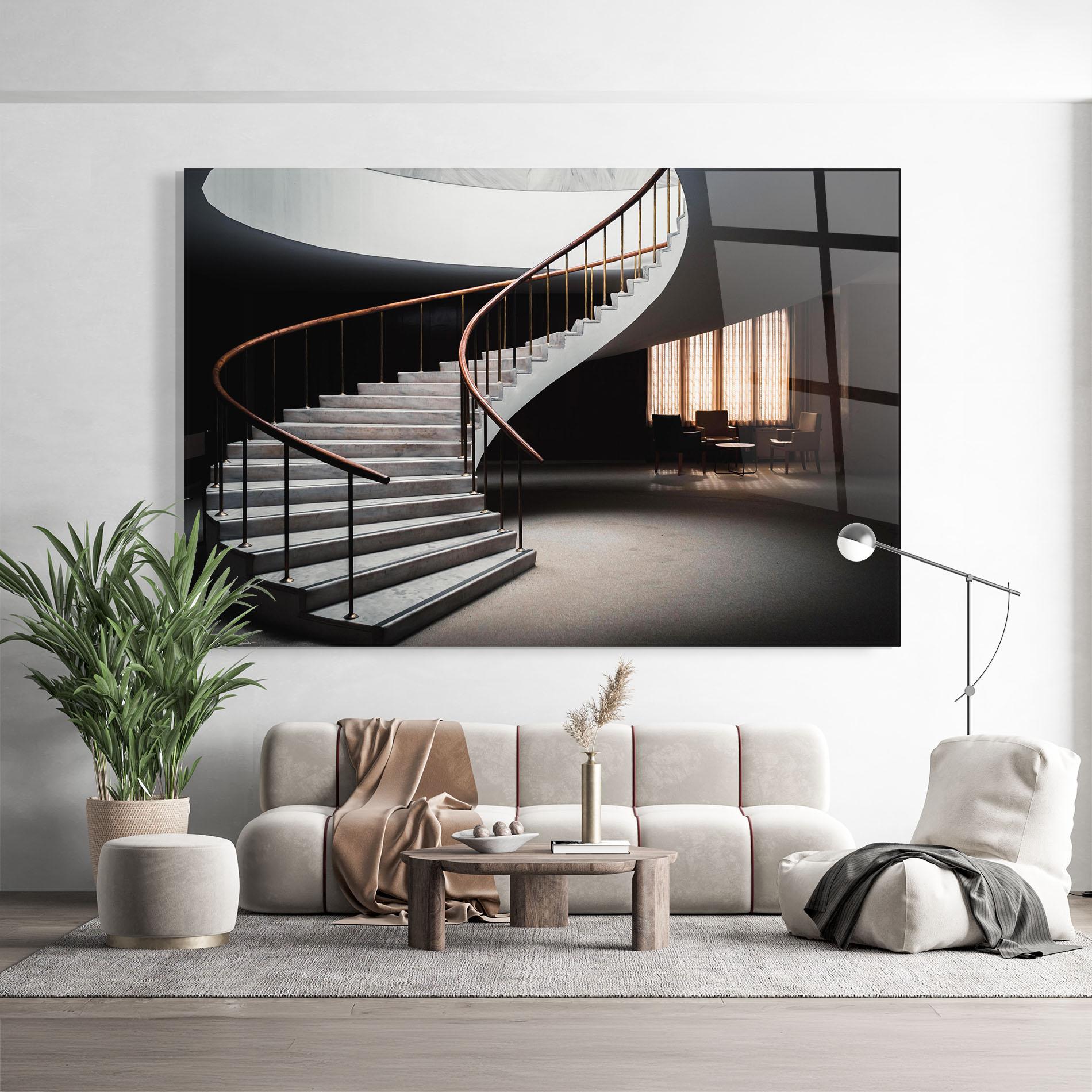 Glasbild Dark Room Stairs mockup 9