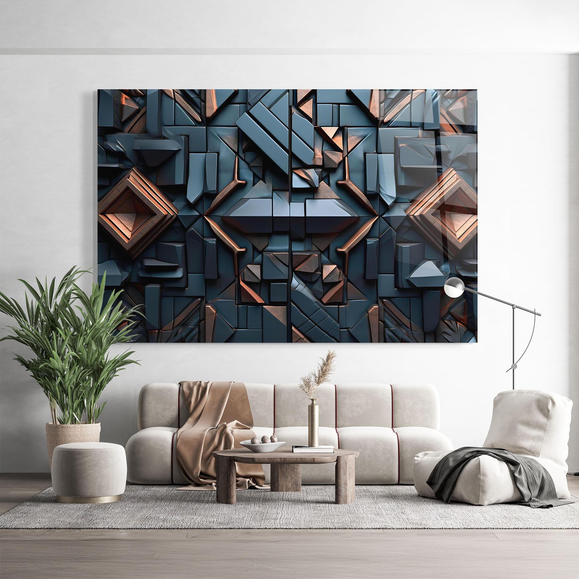 Glasbild Orange Rhombus mockup 9