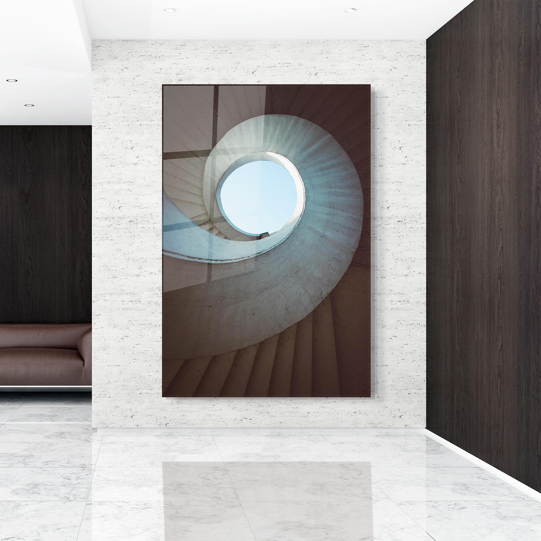 Glasbild Spiral Cream Stairs mockup 9