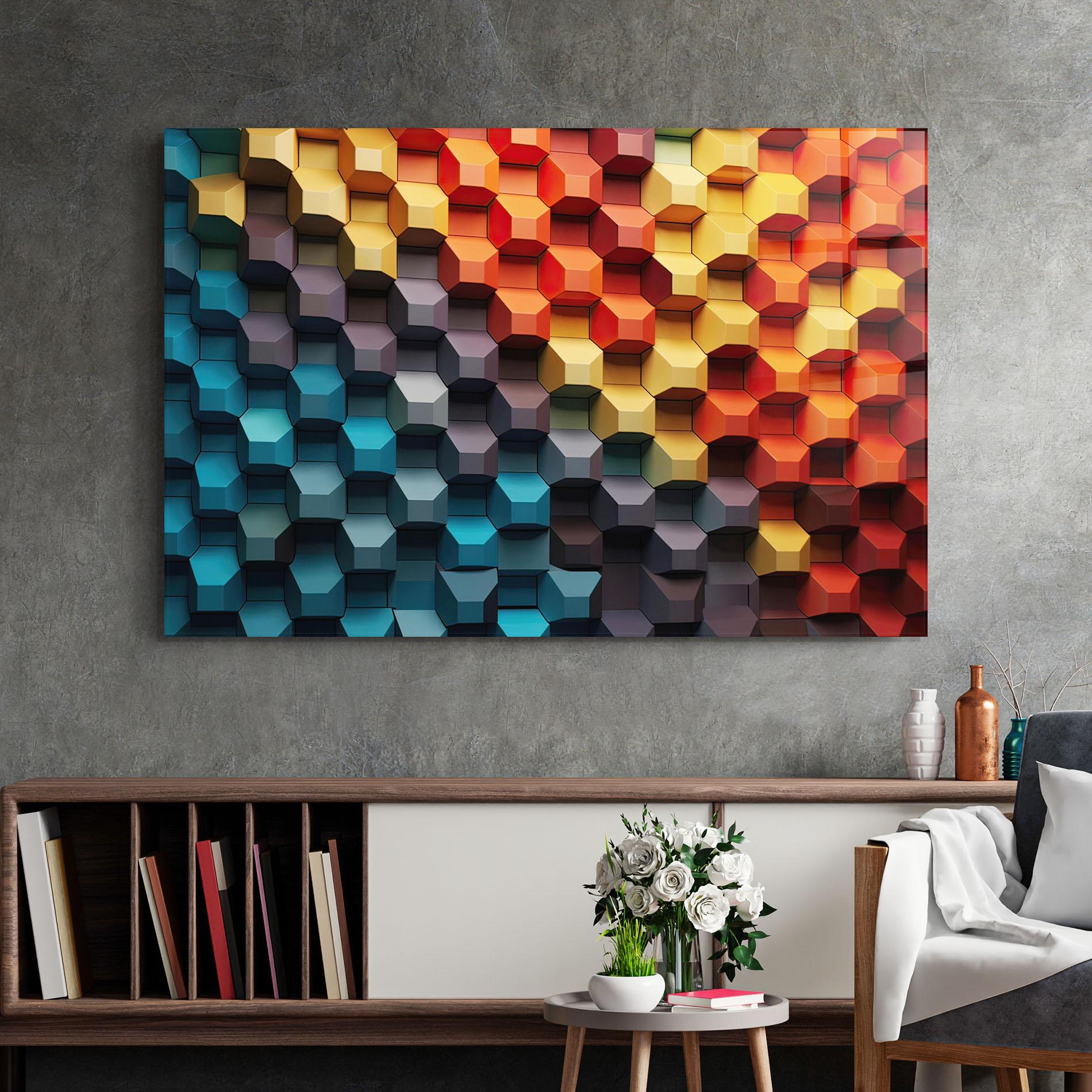 Glasbild 3d Sqare Mix mockup 2