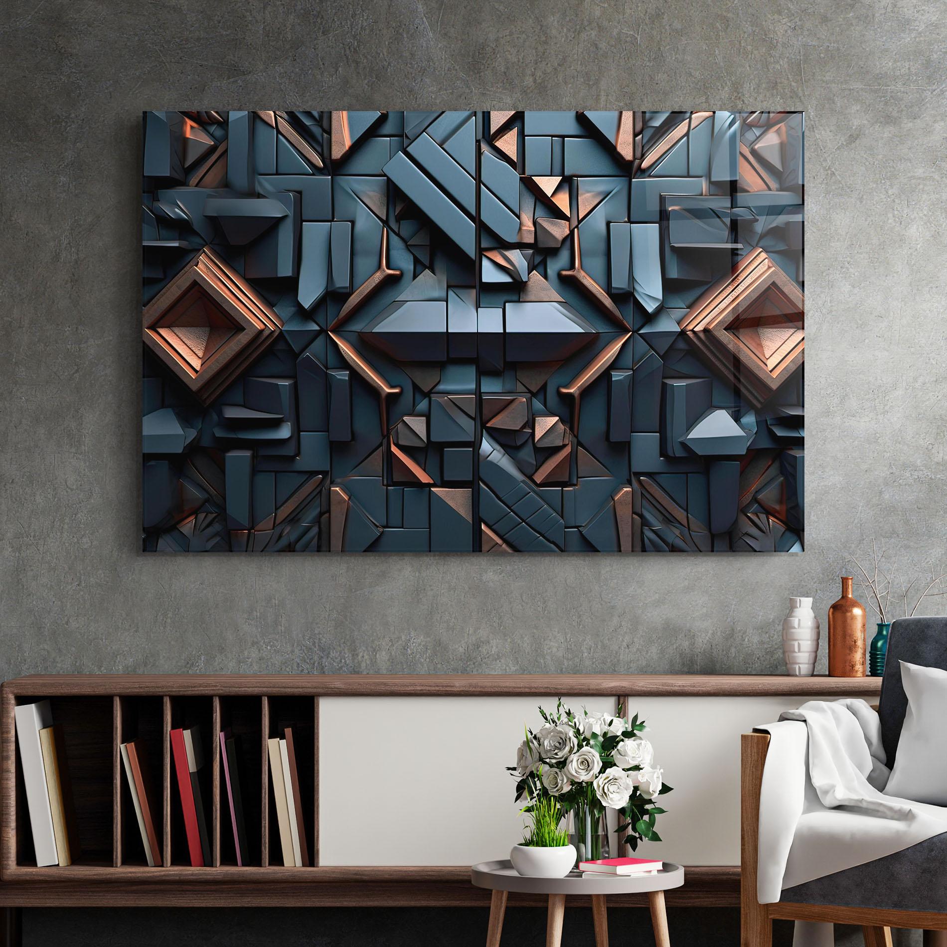 Glasbild Orange Rhombus mockup 2