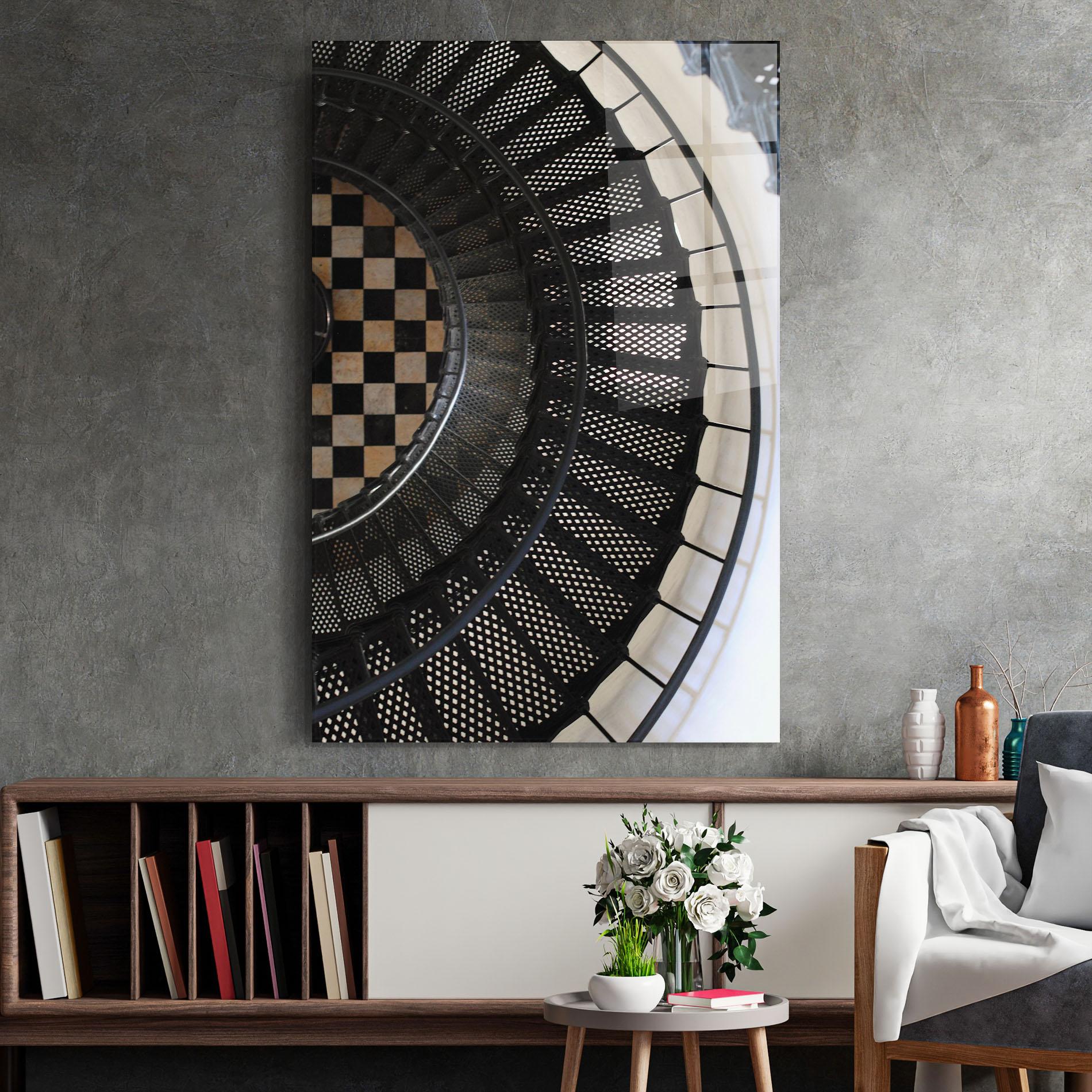 Glasbild Beautiful Black Stairs mockup 2