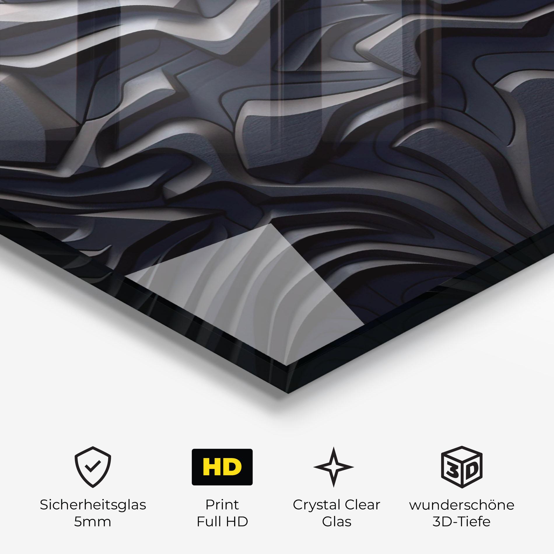 Glasbild Black 3d Lines mockup 3