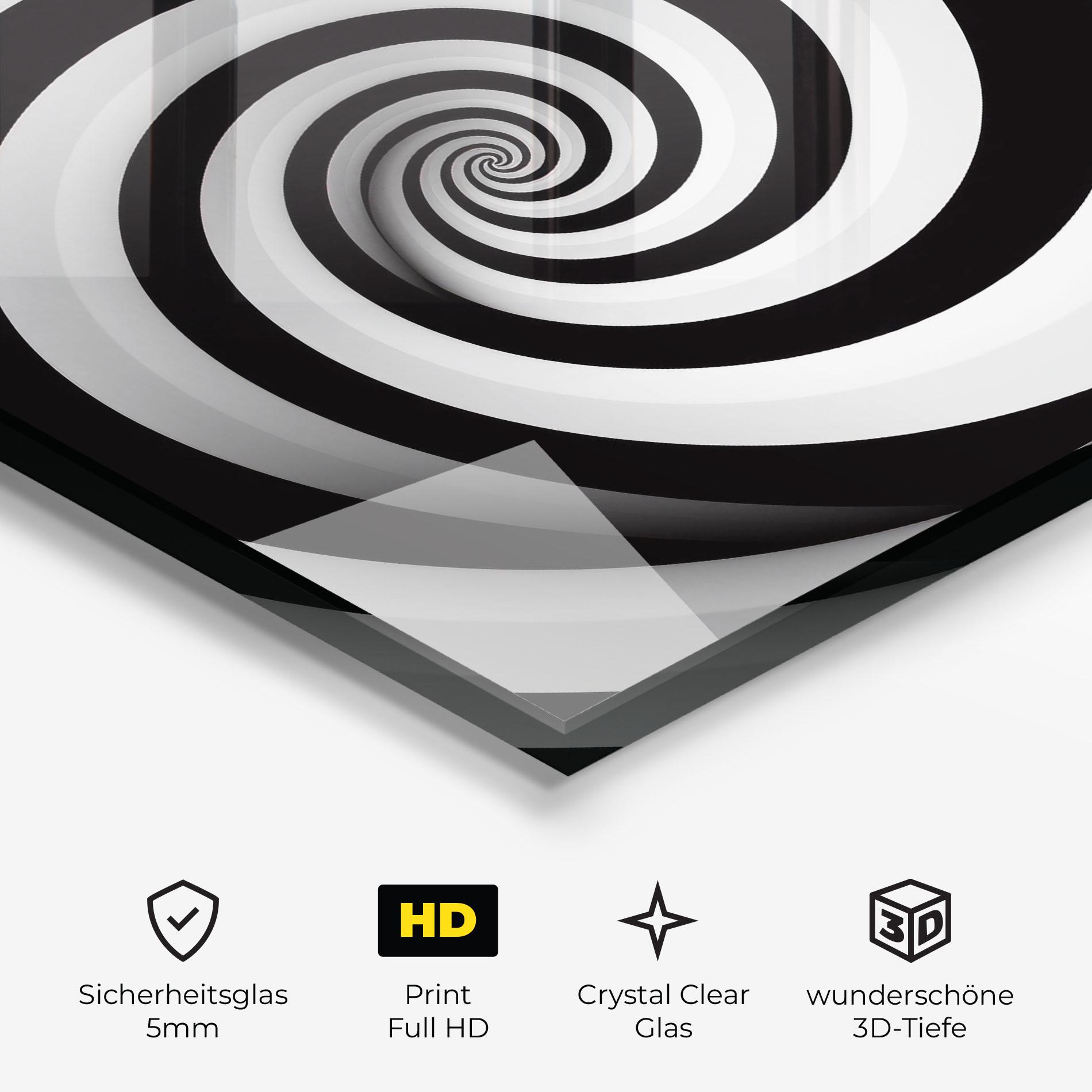 Glasbild Black White Spiral mockup 3