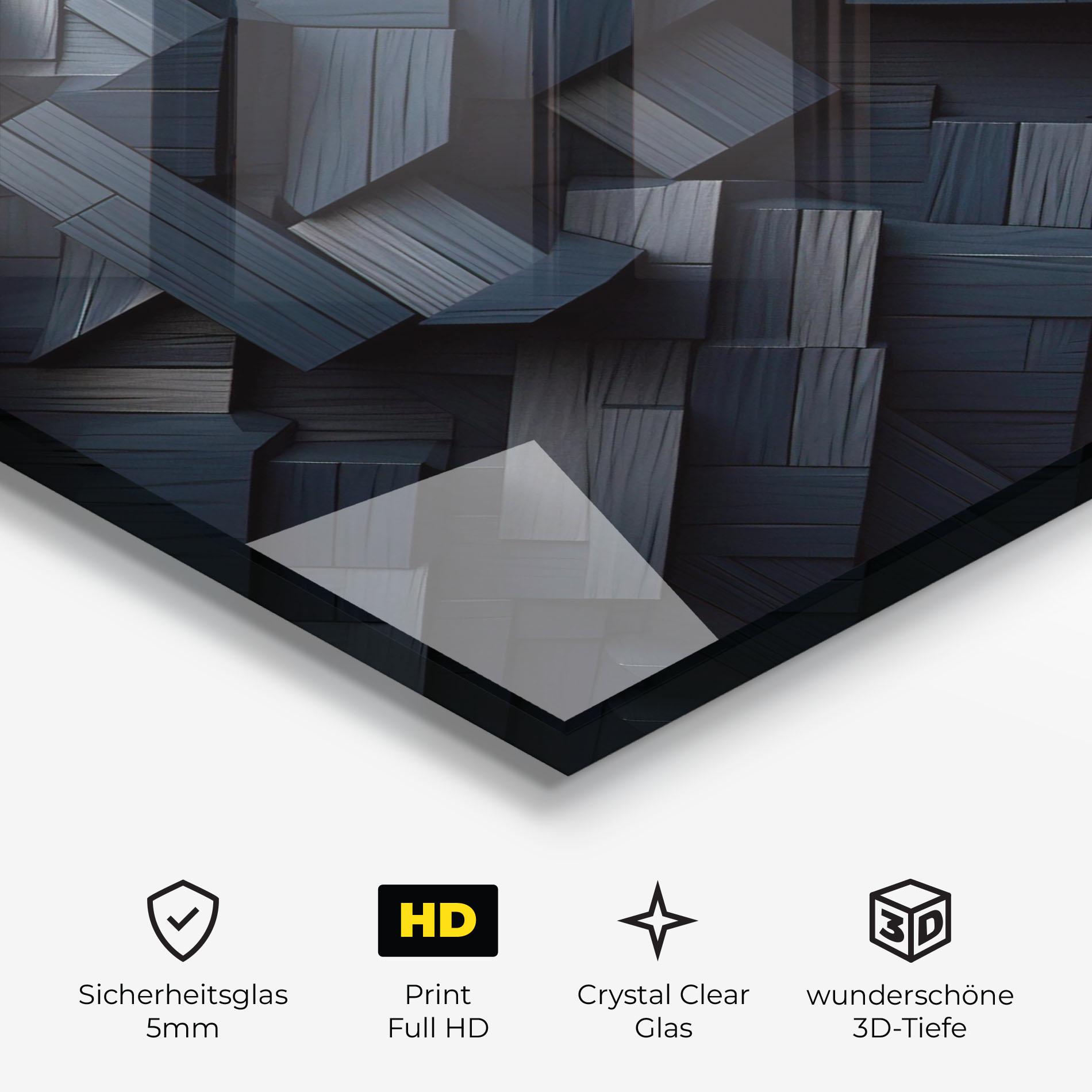 Glasbild Dark Blue Wall mockup 3