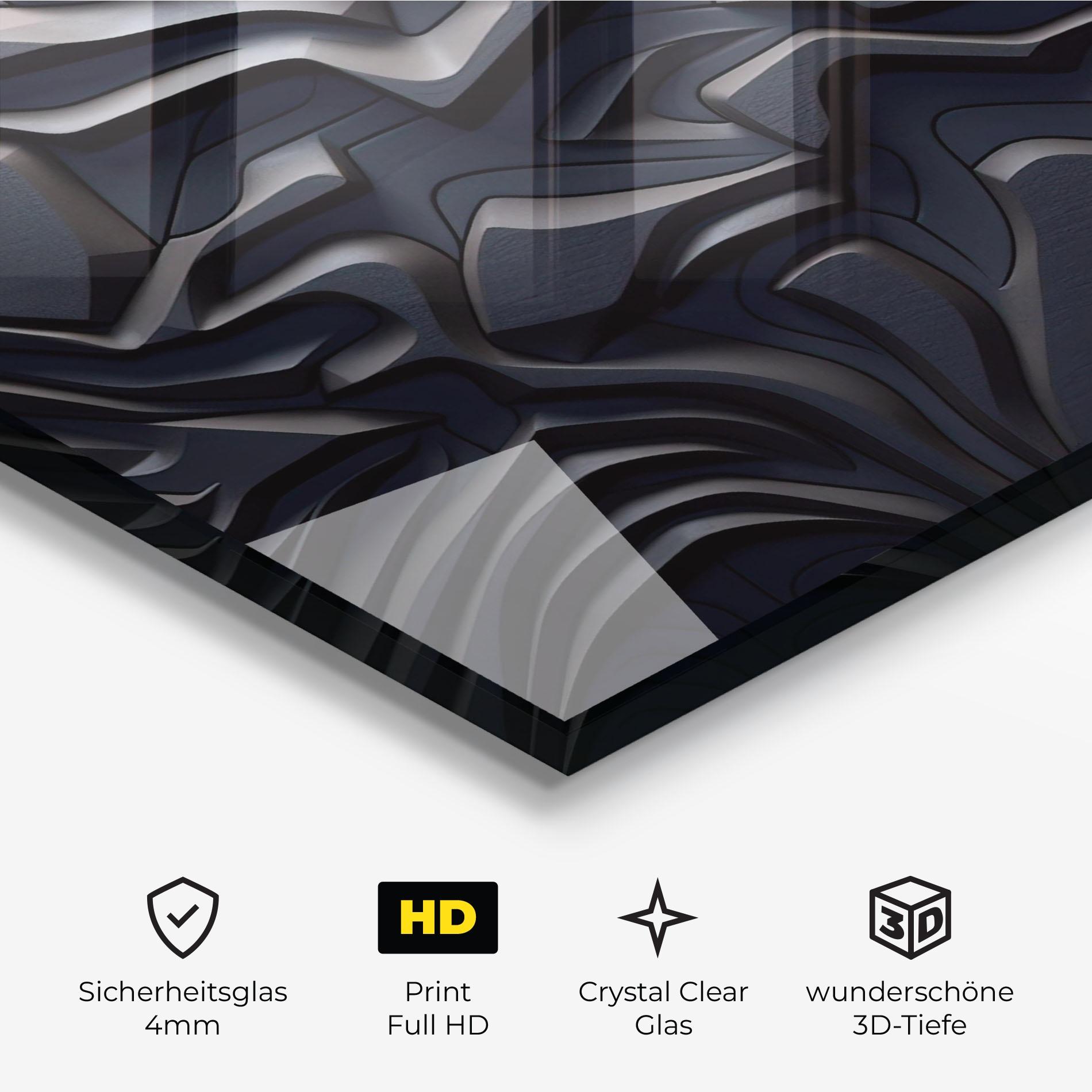 Glasbild Black 3d Lines mockup 3