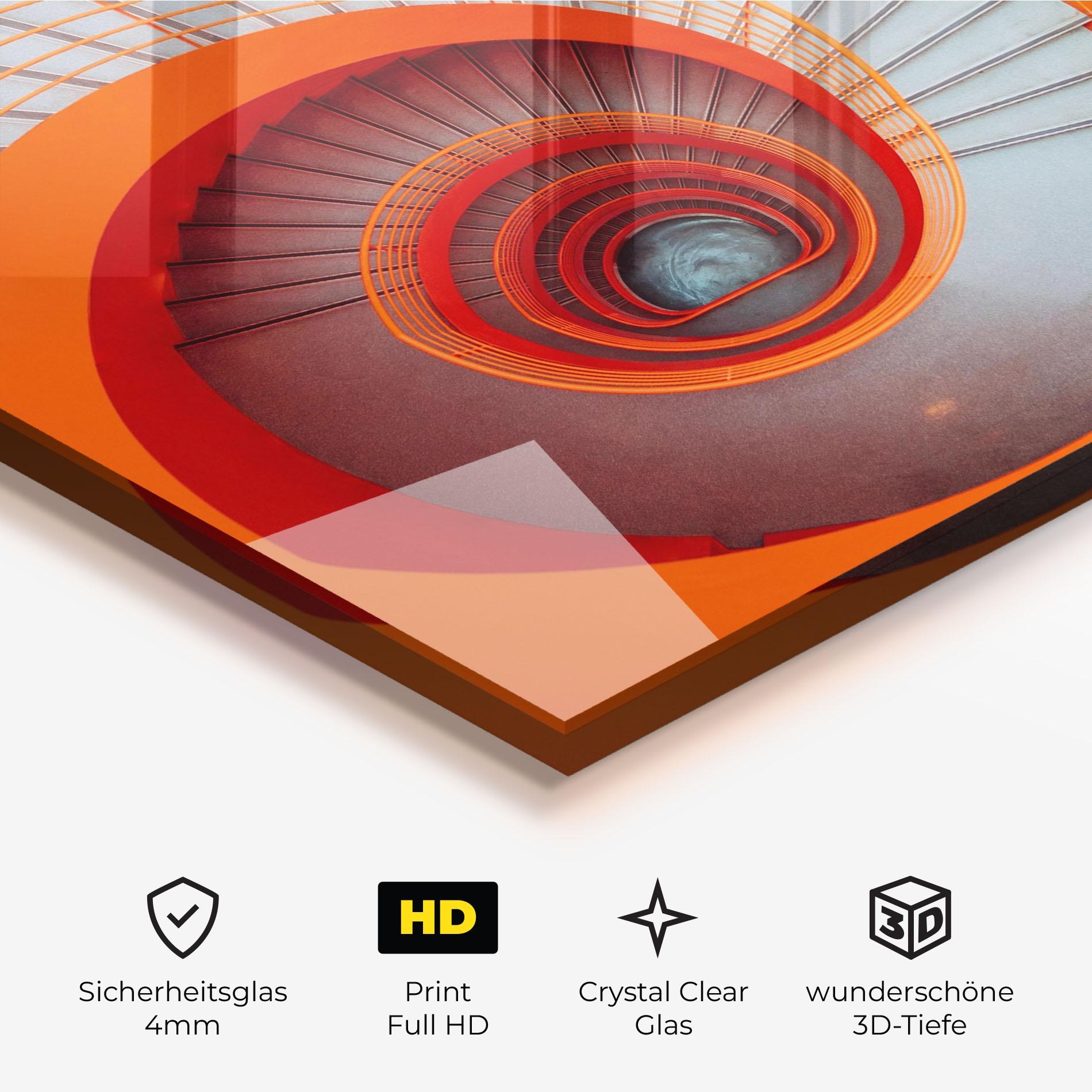 Glasbild Grey Orange Stairs mockup 3