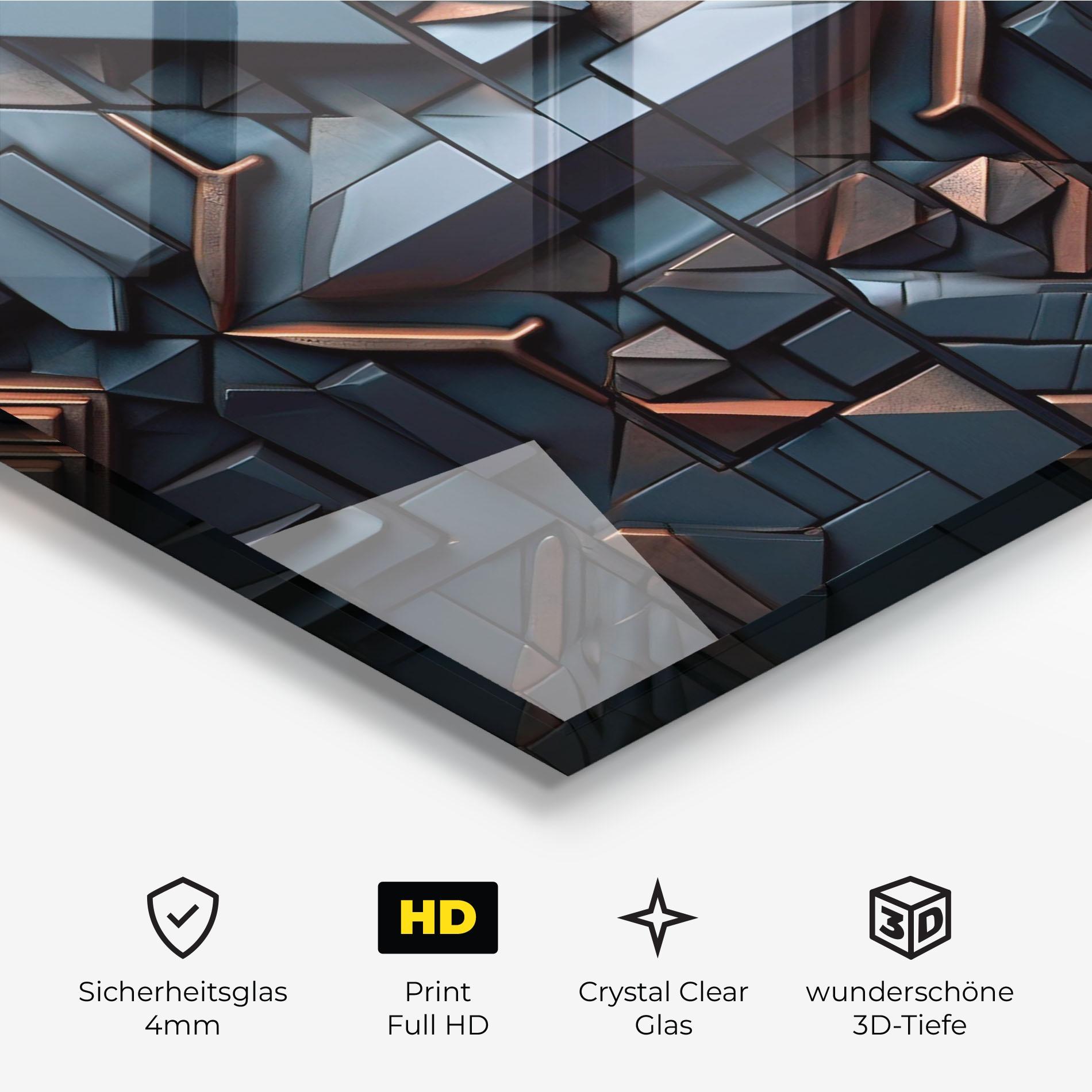 Glasbild Orange Rhombus mockup 3