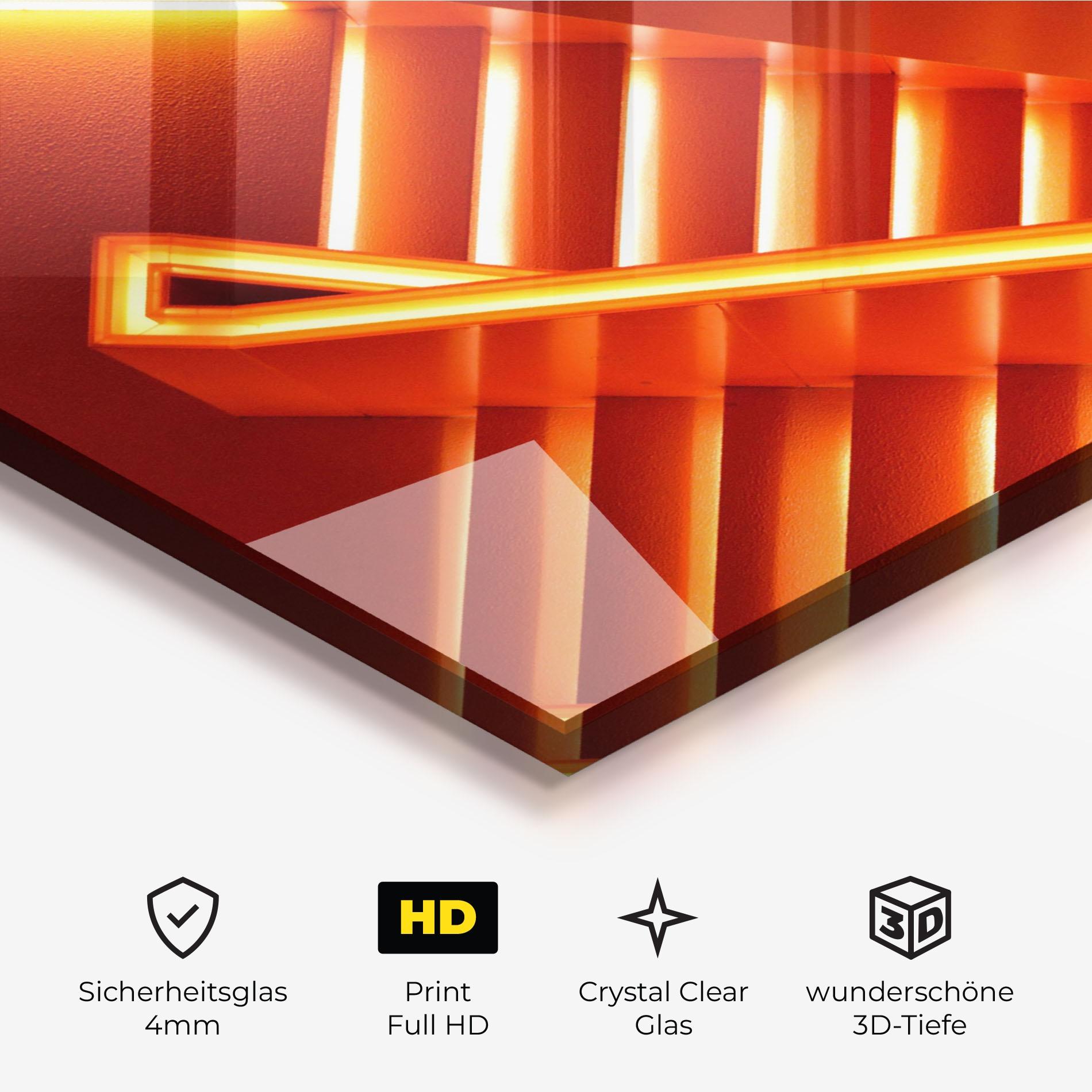 Glasbild Orange Stairs mockup 3