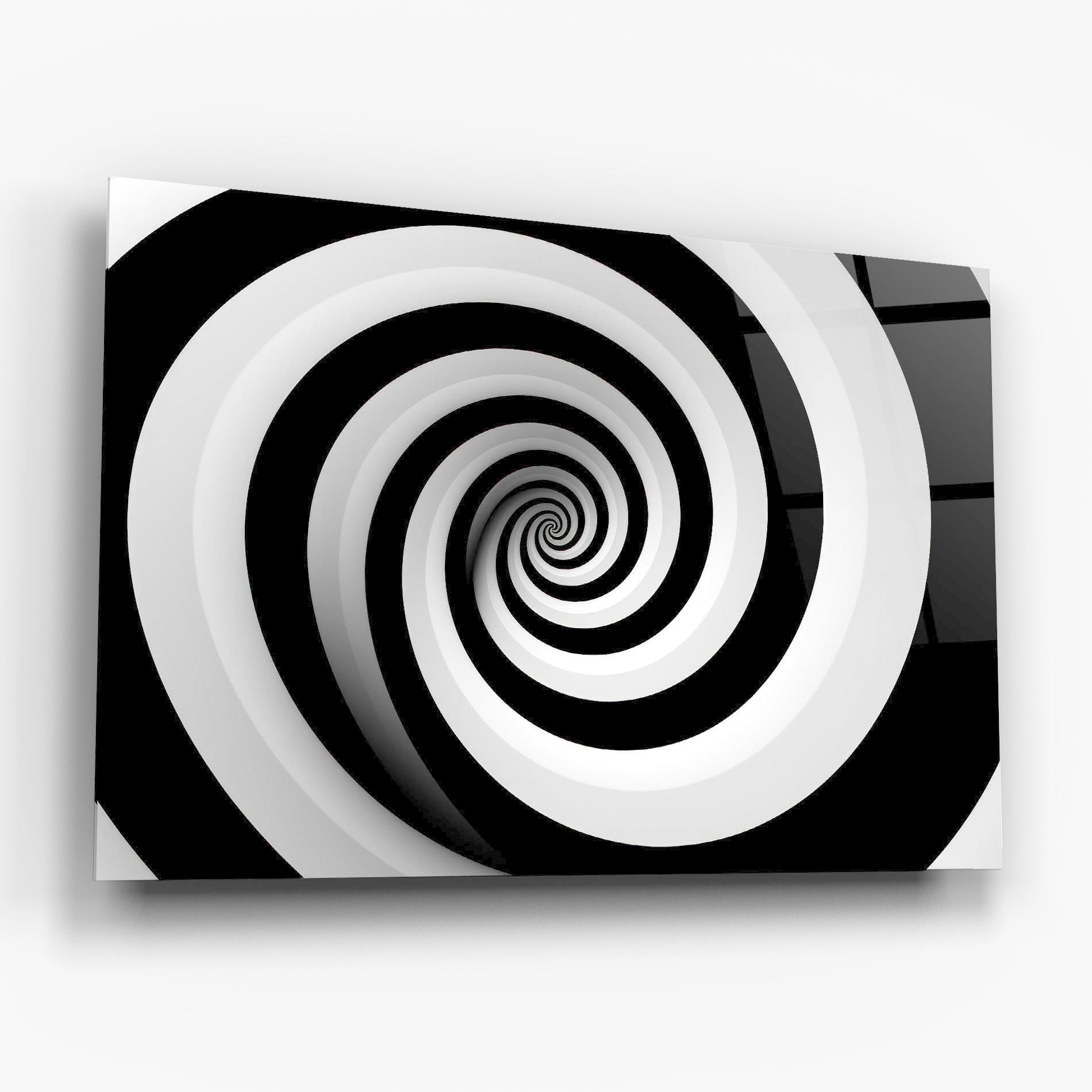 Glasbild Black White Spiral mockup 6