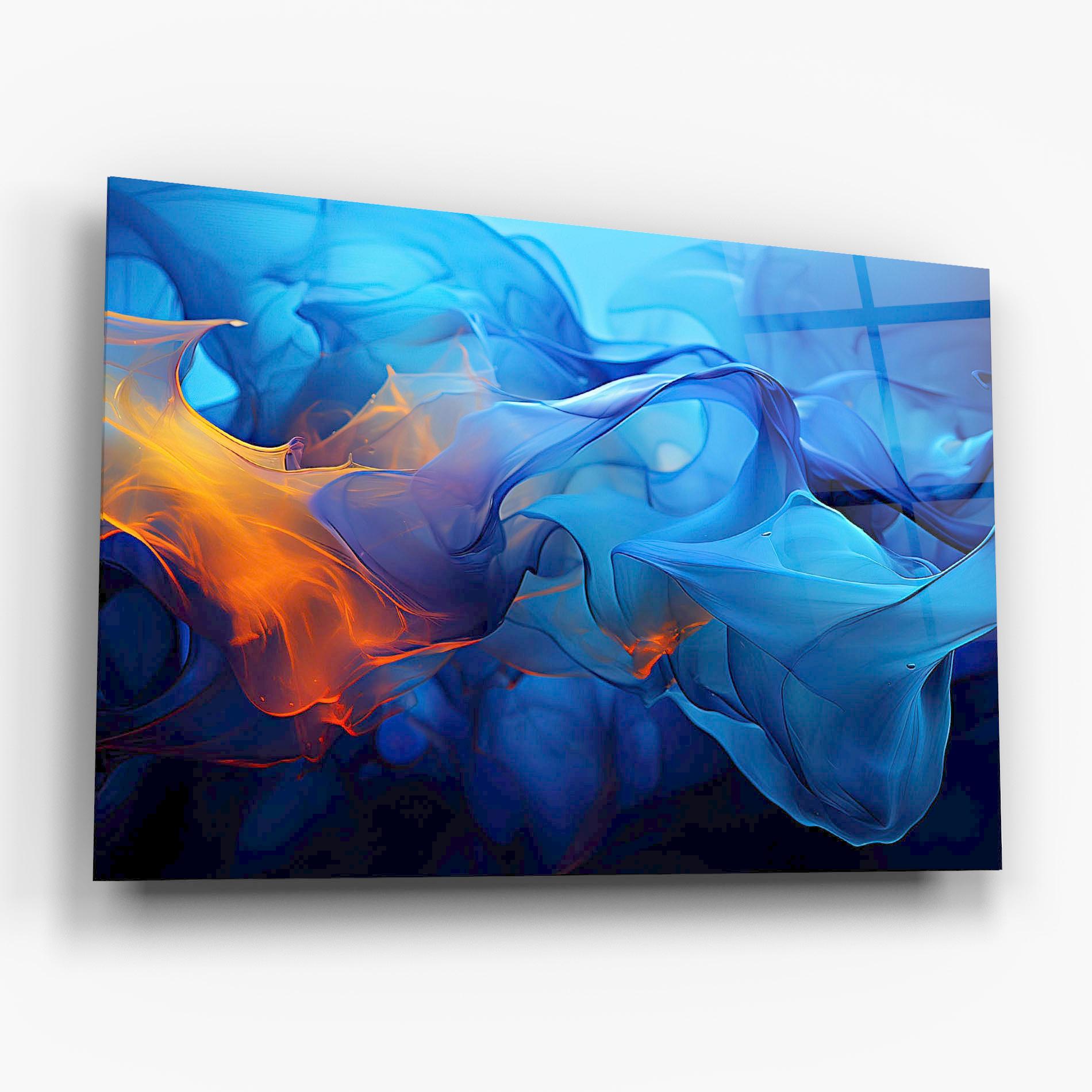 Glasbild Blue Orange Floating mockup 6