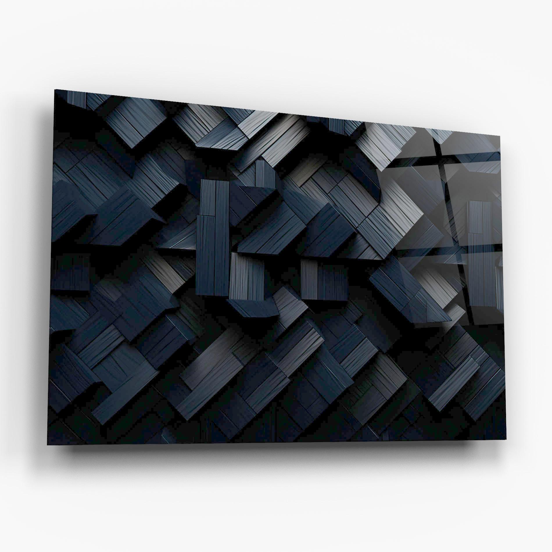 Glasbild Dark Blue Wall mockup 6
