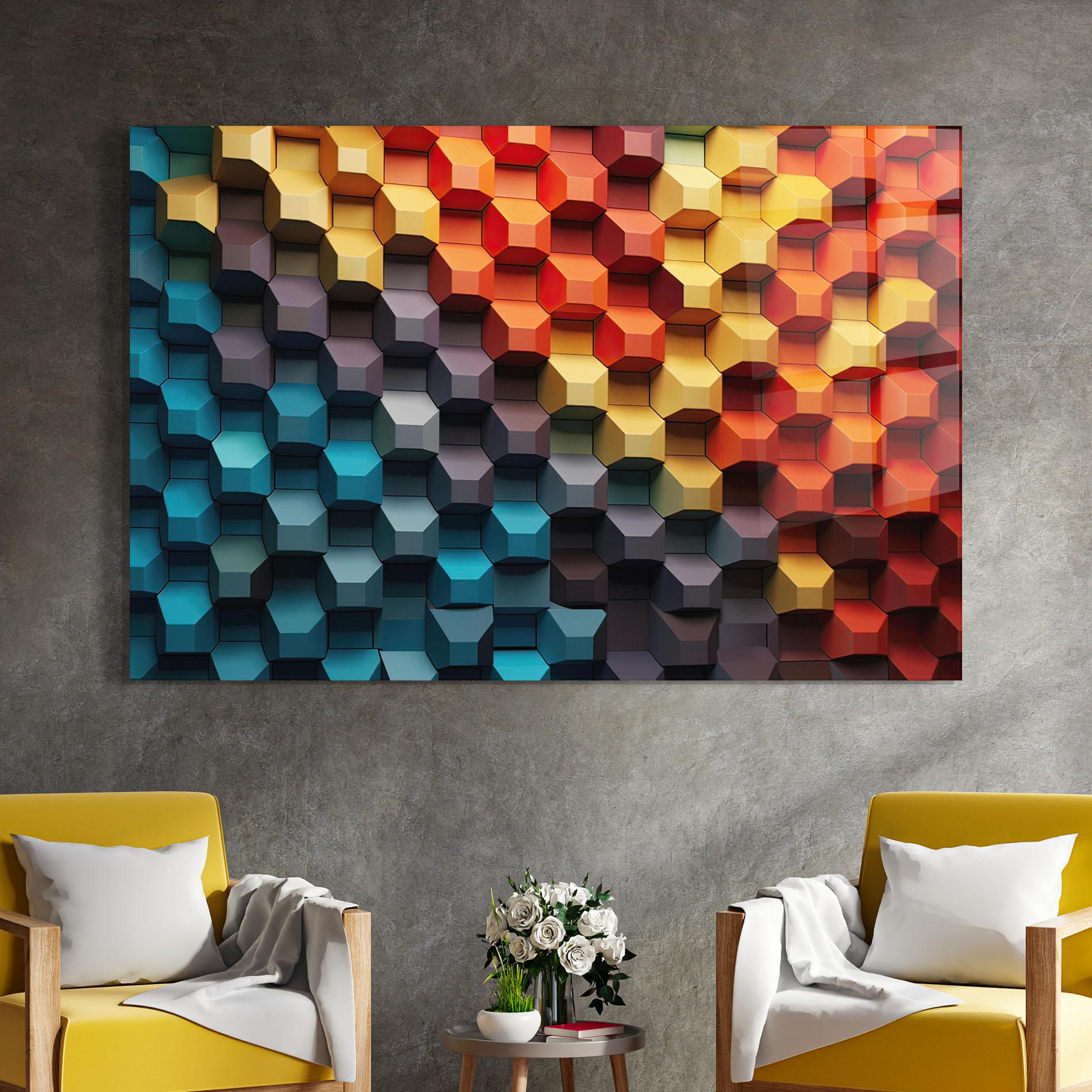 Glasbild 3d Sqare Mix mockup 4