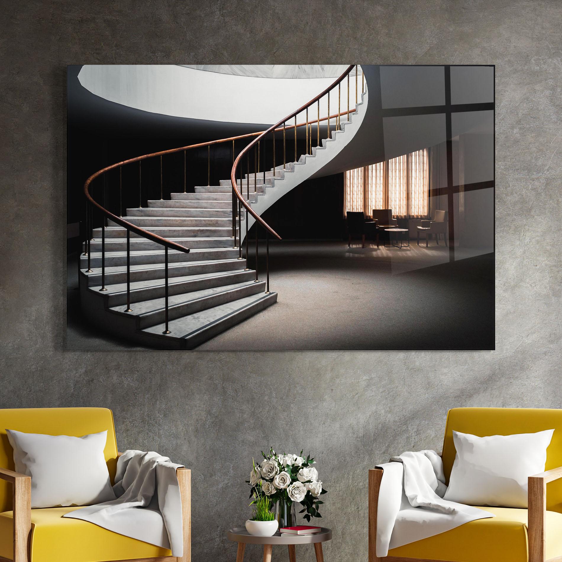 Glasbild Dark Room Stairs mockup 4