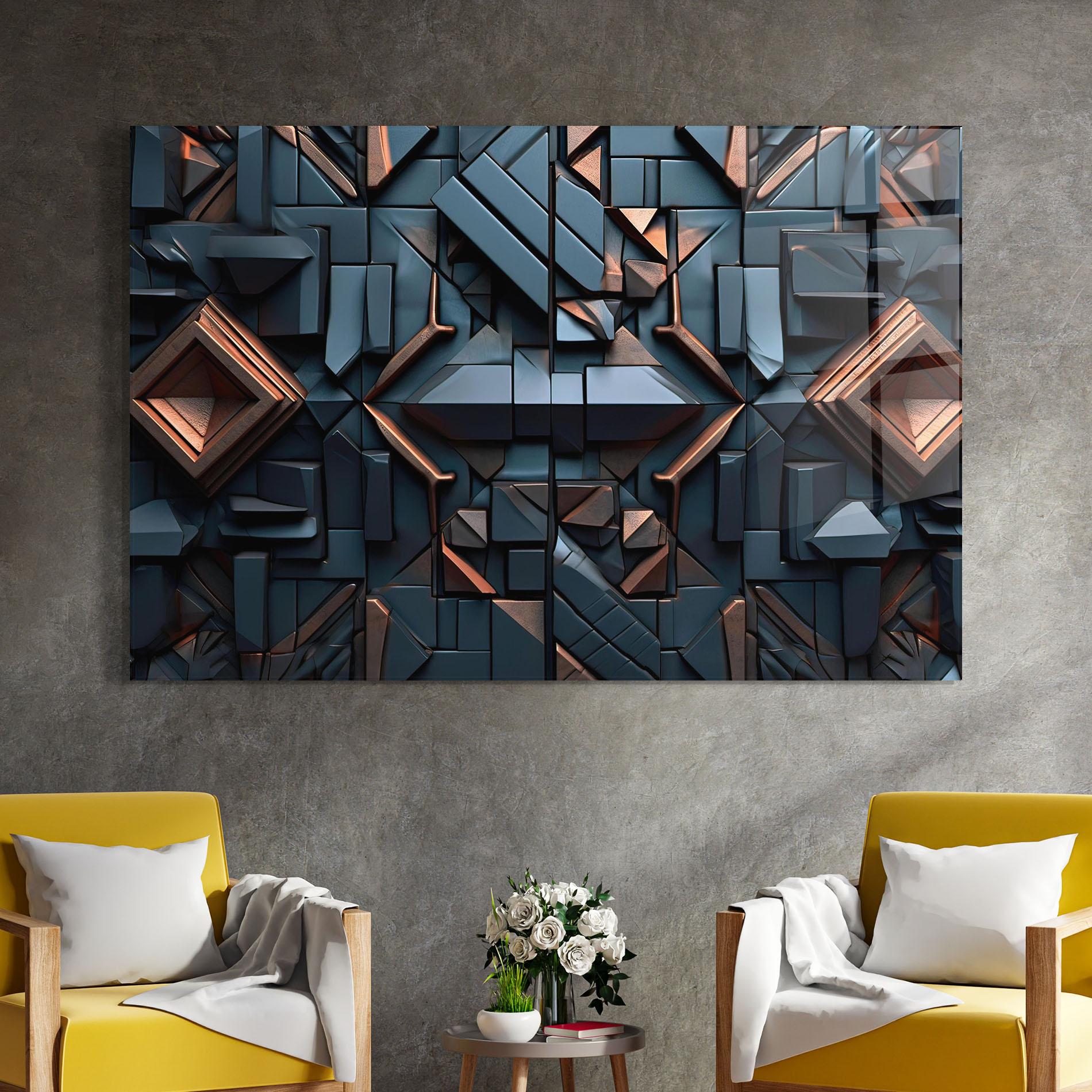 Glasbild Orange Rhombus mockup 4