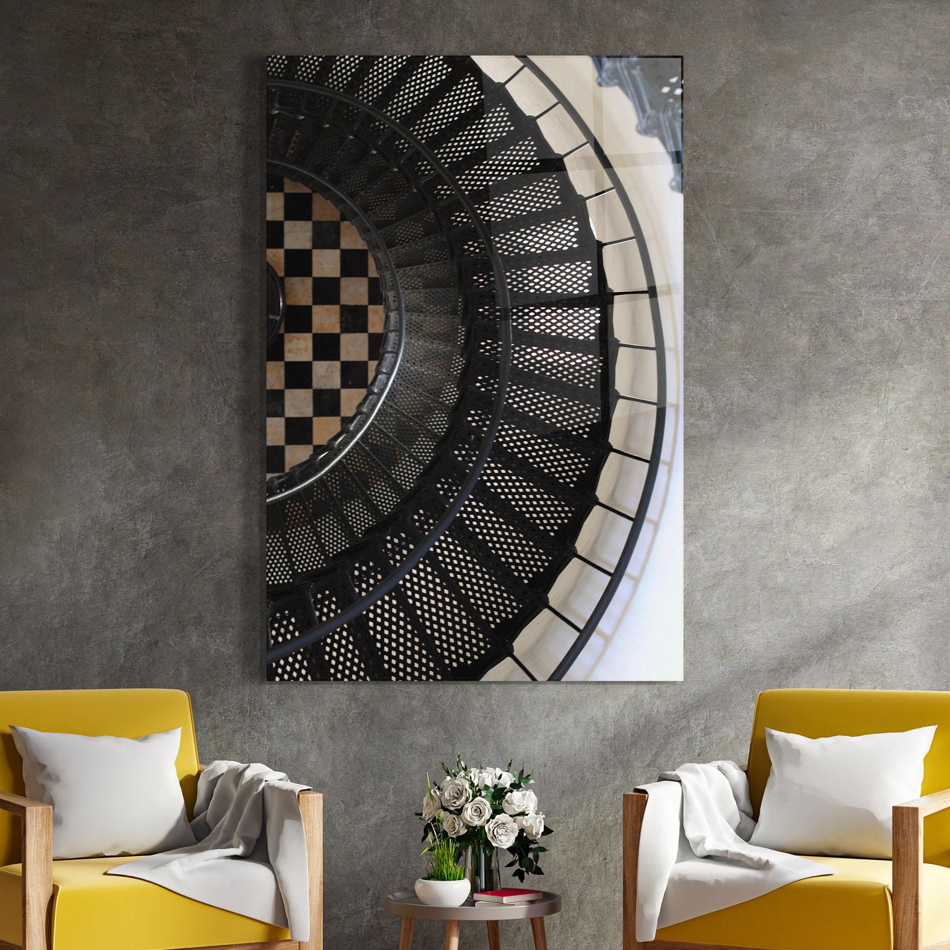 Glasbild Beautiful Black Stairs mockup 4