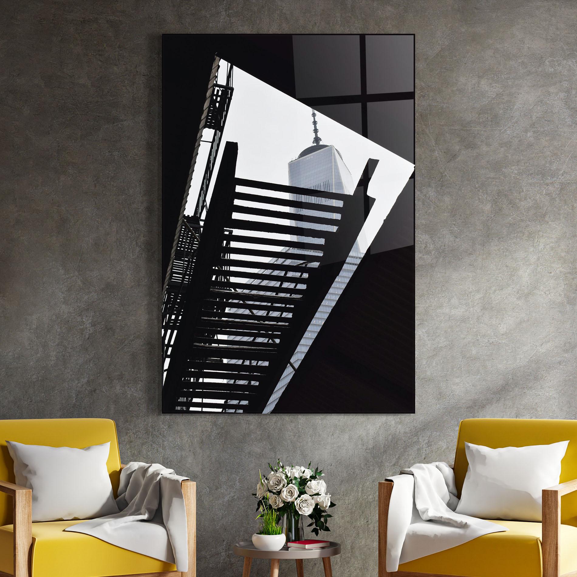 Glasbild Black Stairs Floating mockup 4