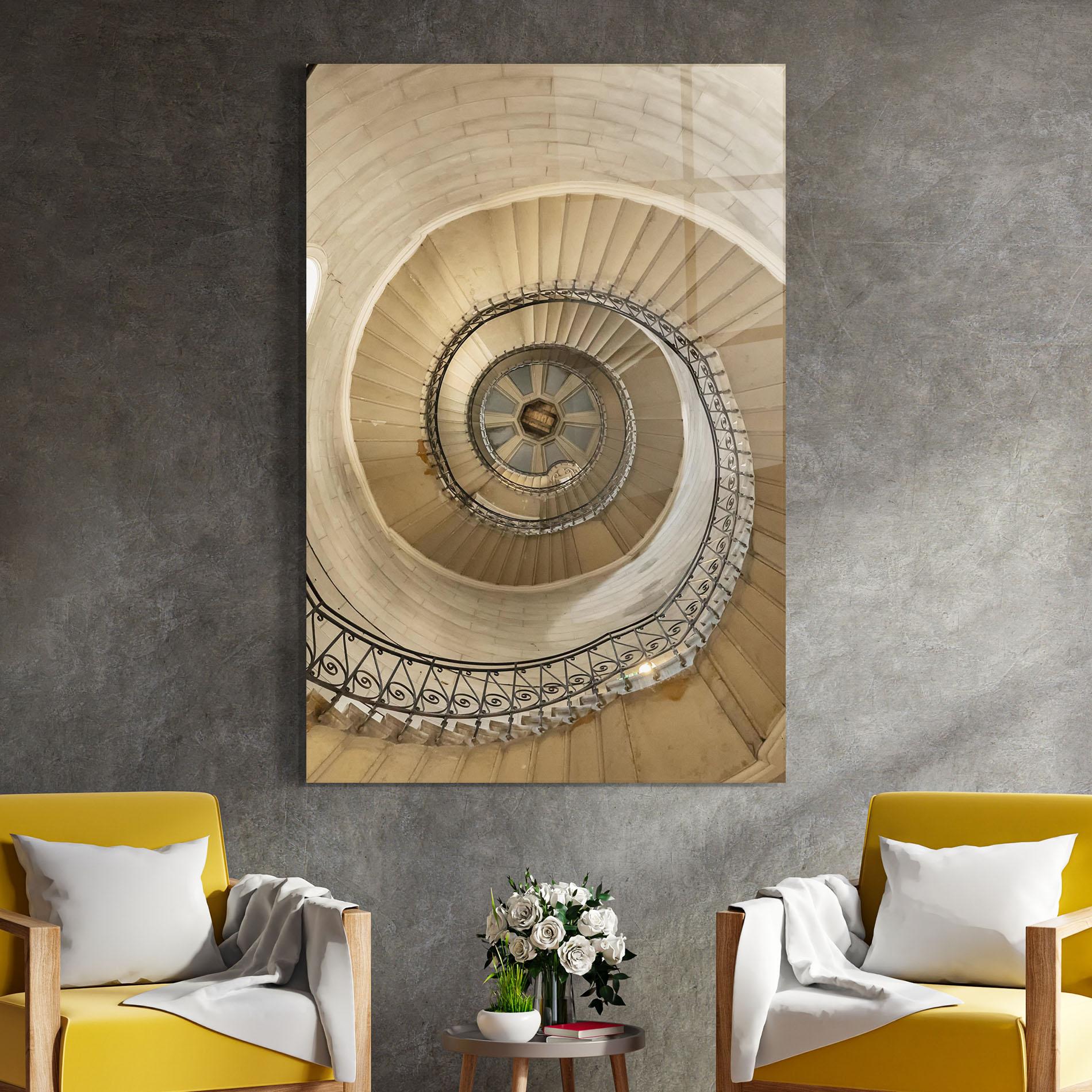 Glasbild Cream Down Stairs mockup 4