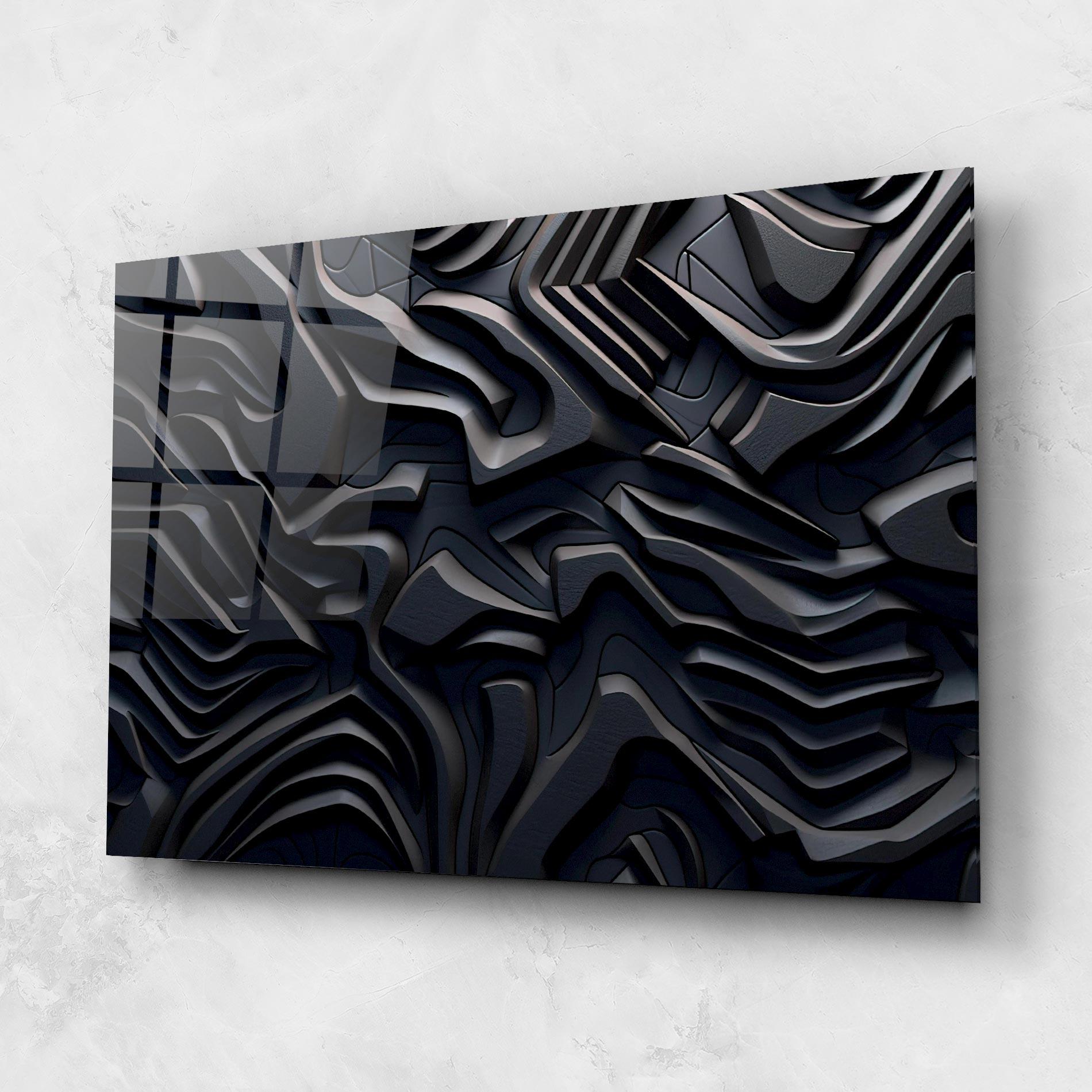 Glasbild Black 3d Lines mockup 1