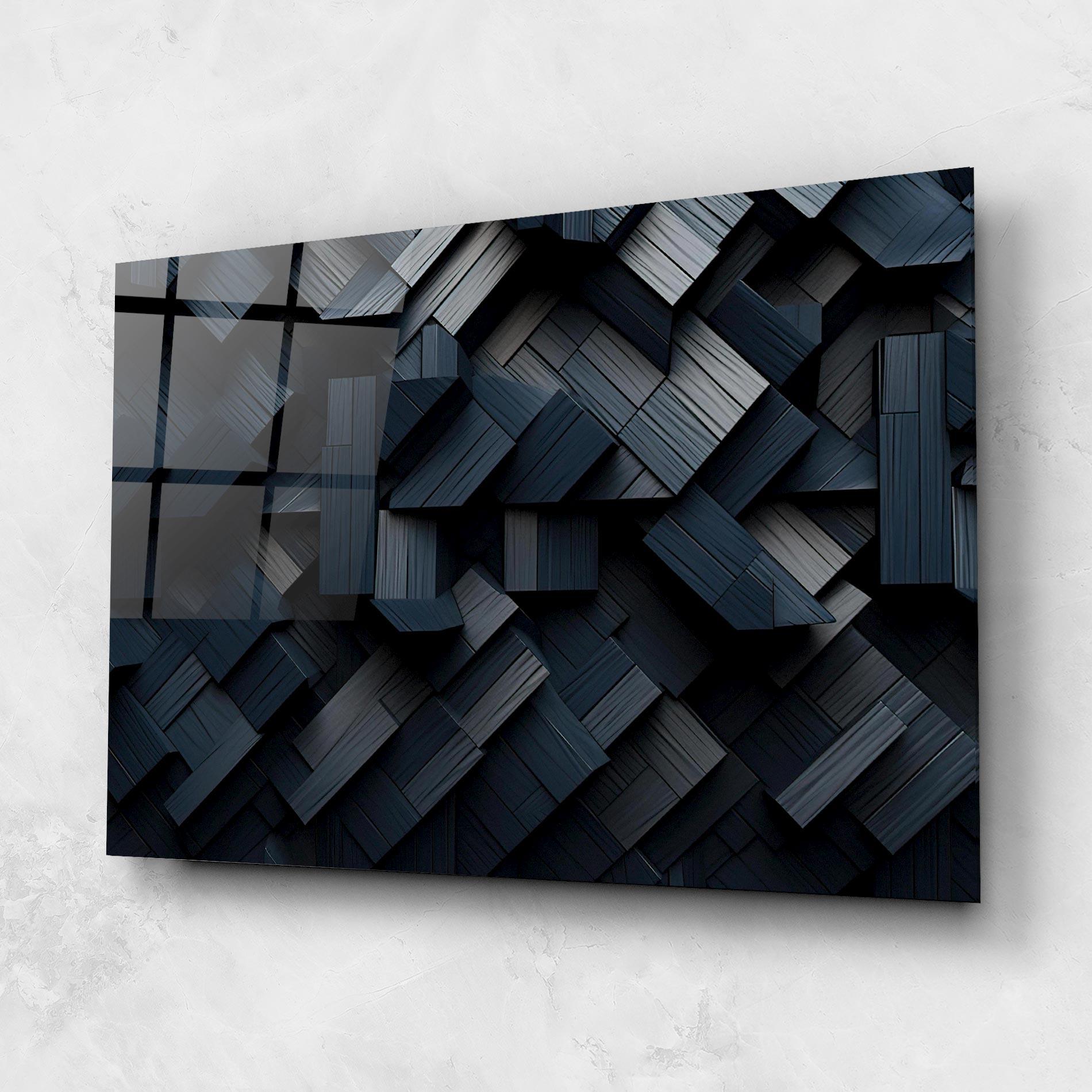 Glasbild Dark Blue Wall mockup 1