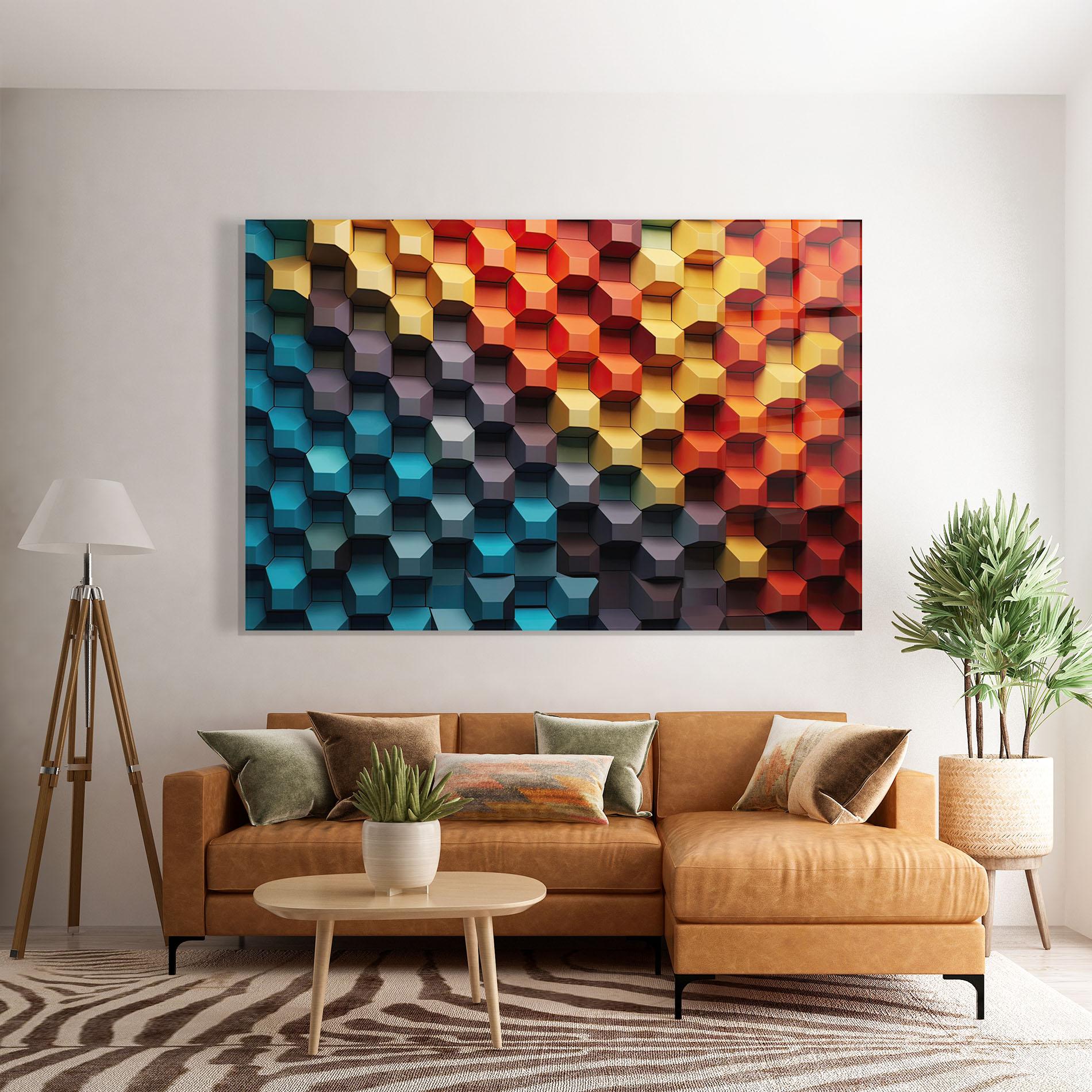 Glasbild 3d Sqare Mix mockup 7