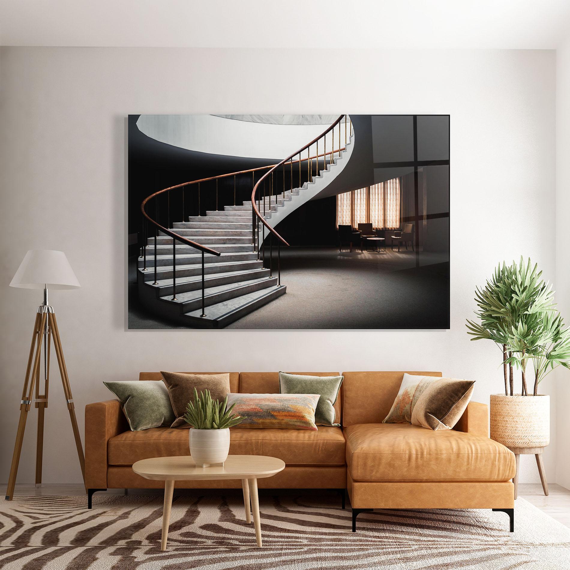 Glasbild Dark Room Stairs mockup 7
