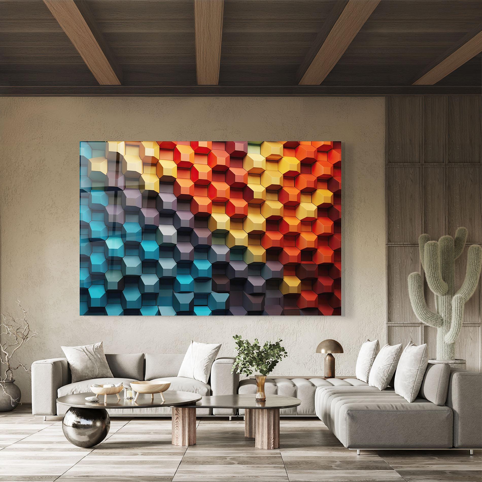 Glasbild 3d Sqare Mix mockup 8