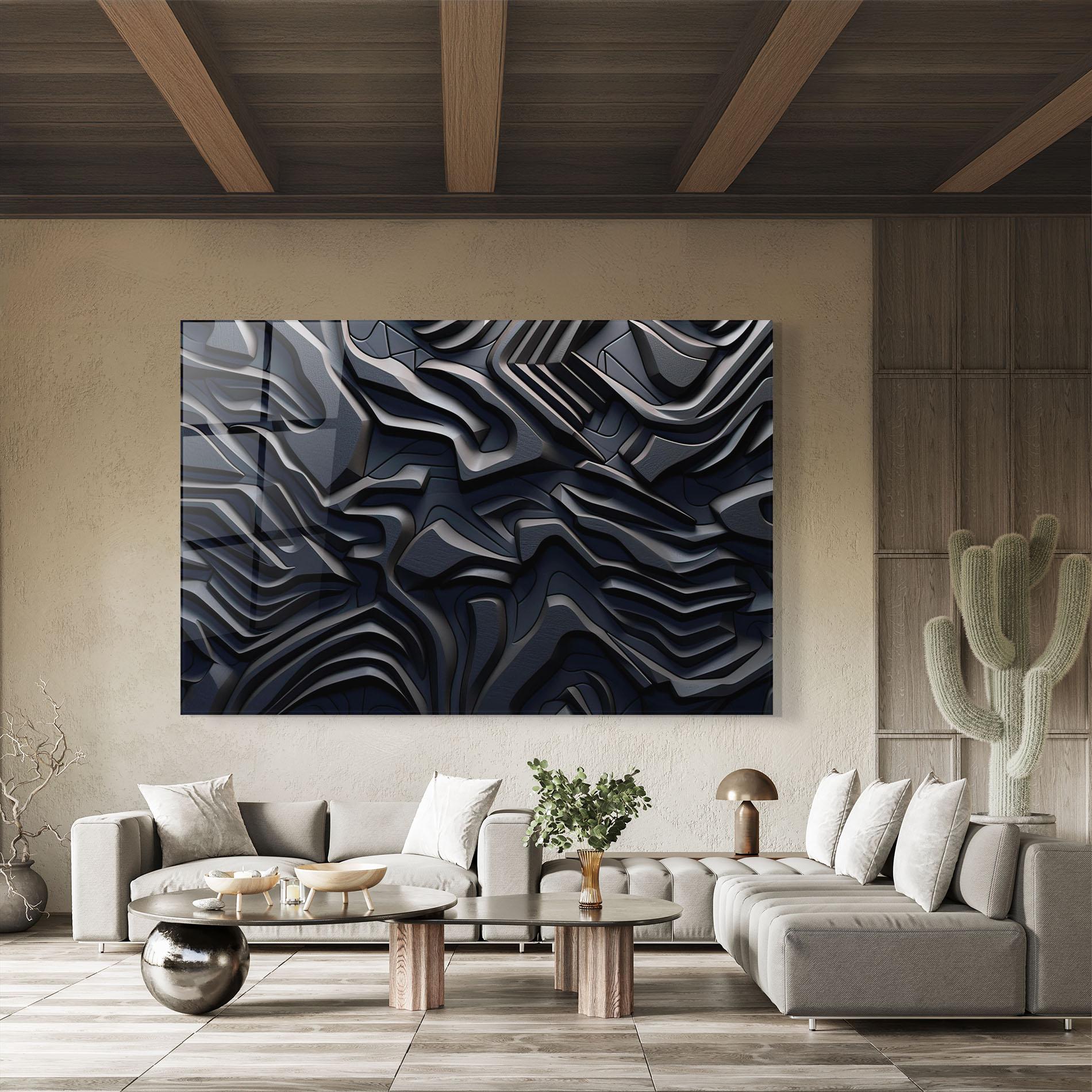 Glasbild Black 3d Lines mockup 8