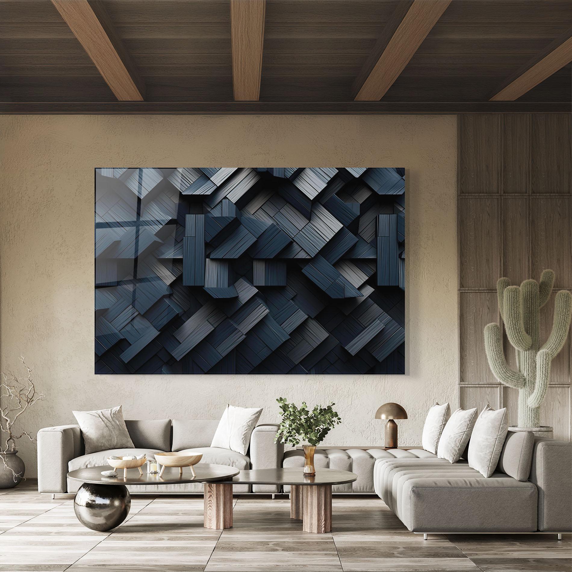 Glasbild Dark Blue Wall mockup 8