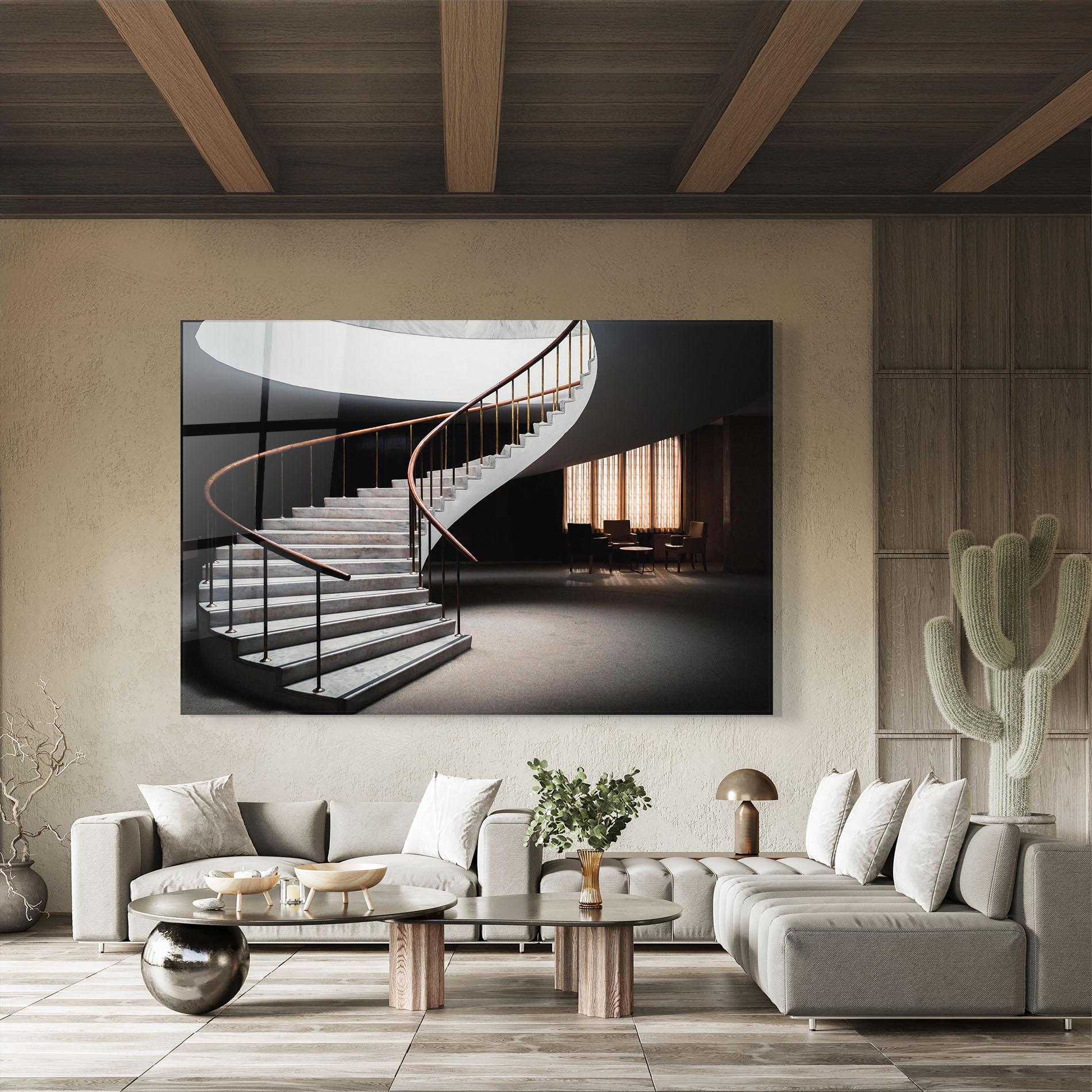 Glasbild Dark Room Stairs mockup 8