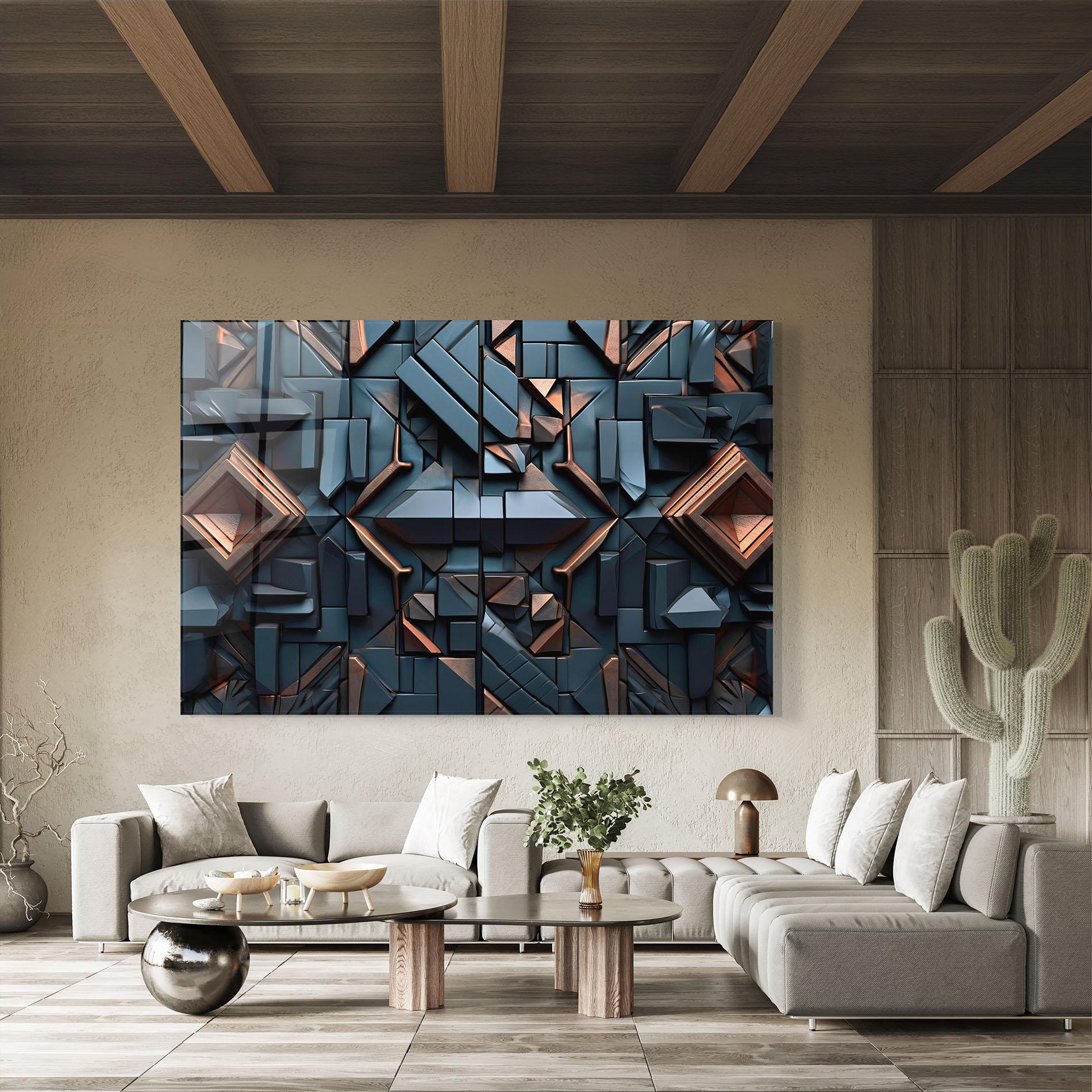 Glasbild Orange Rhombus mockup 8