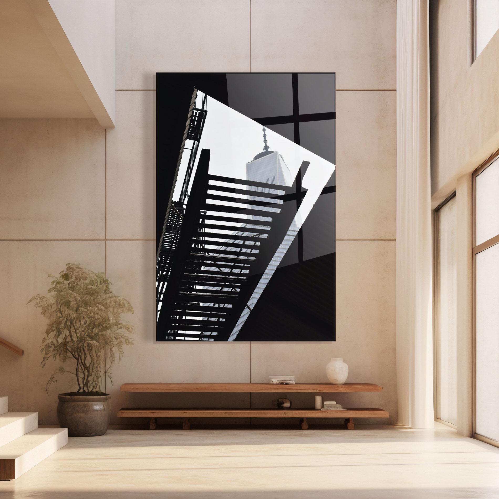 Glasbild Black Stairs Floating mockup 8