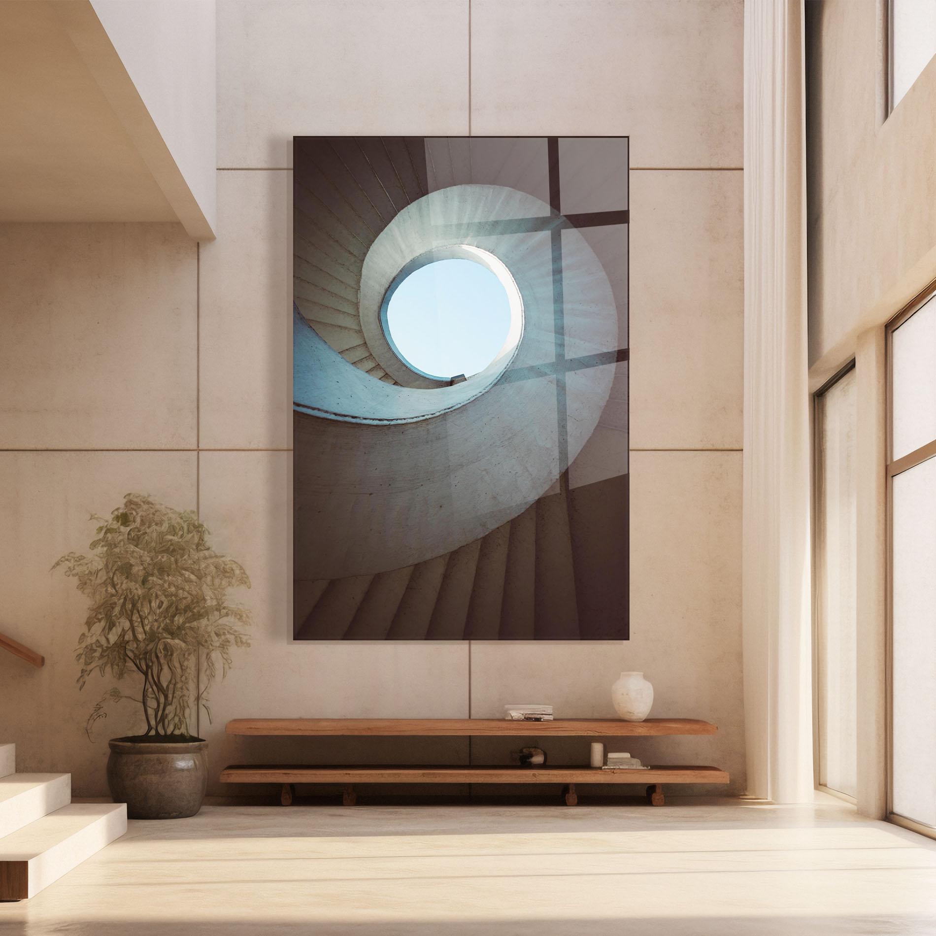 Glasbild Spiral Cream Stairs mockup 8