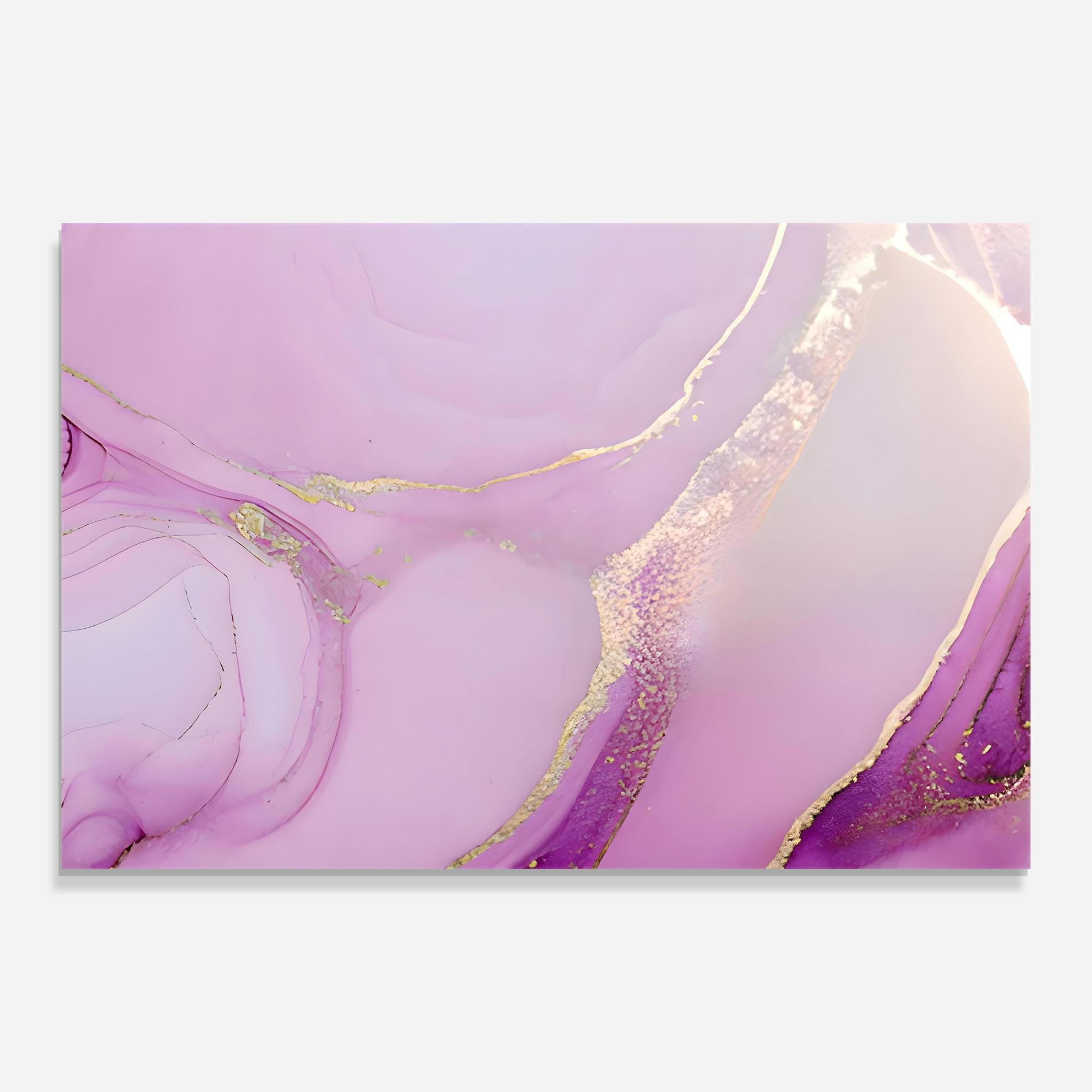 Glasbild Golden Purple Marble mockup 0
