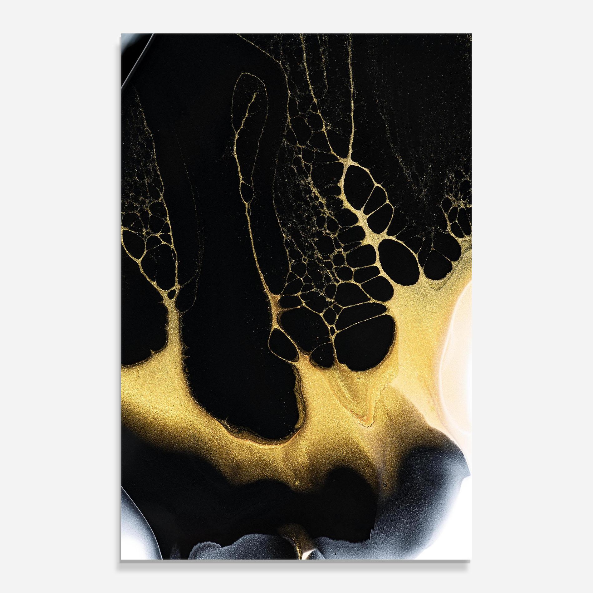 Glasbild Black Golden Marble mockup 0