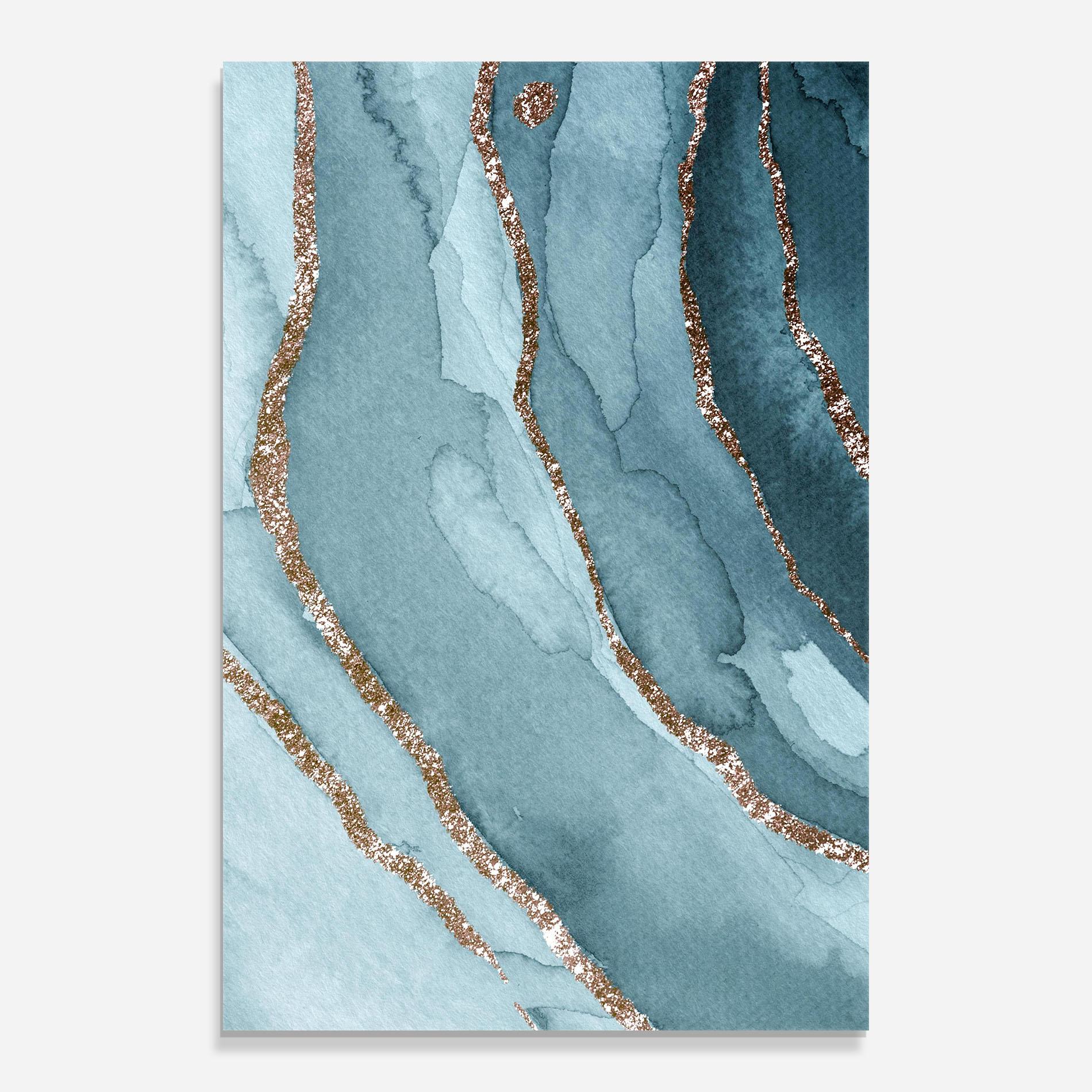Glasbild Blue Golden Glitter mockup 0