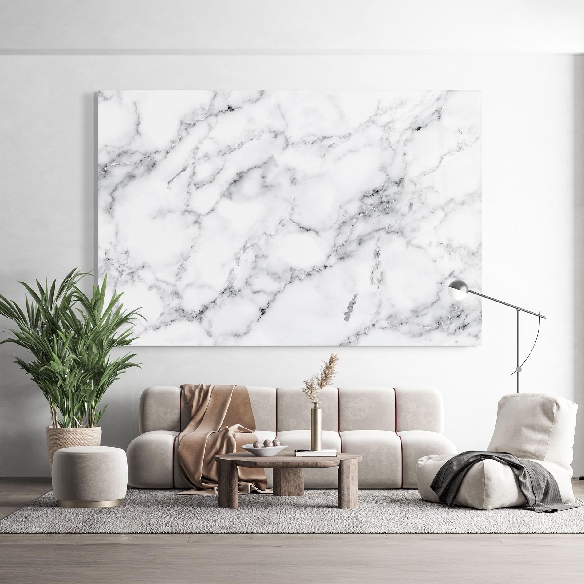 Glasbild Basic White Marble mockup 9