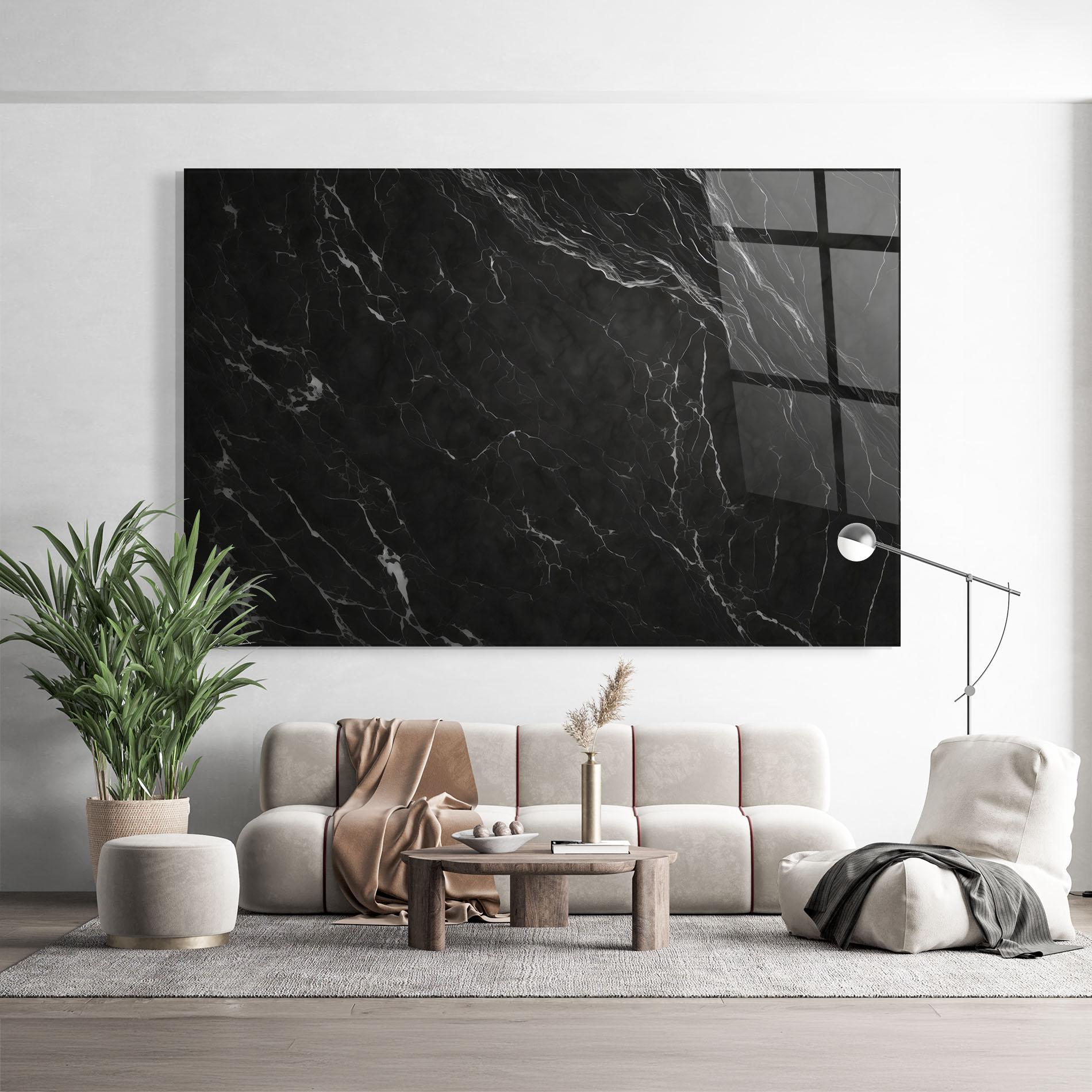 Glasbild Black Marble mockup 9