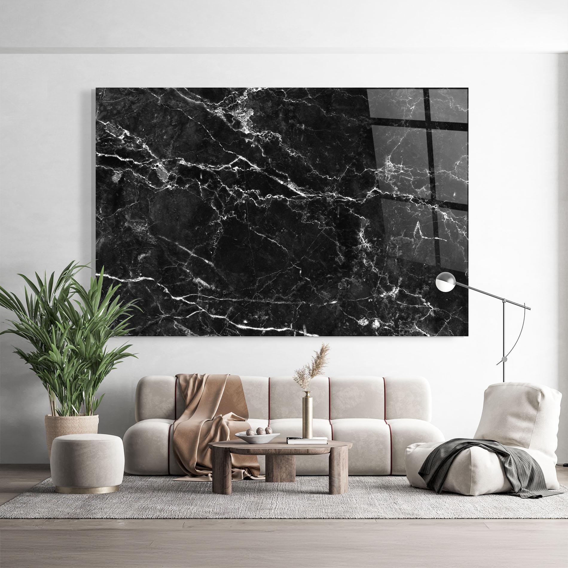 Glasbild Black White Marble mockup 9