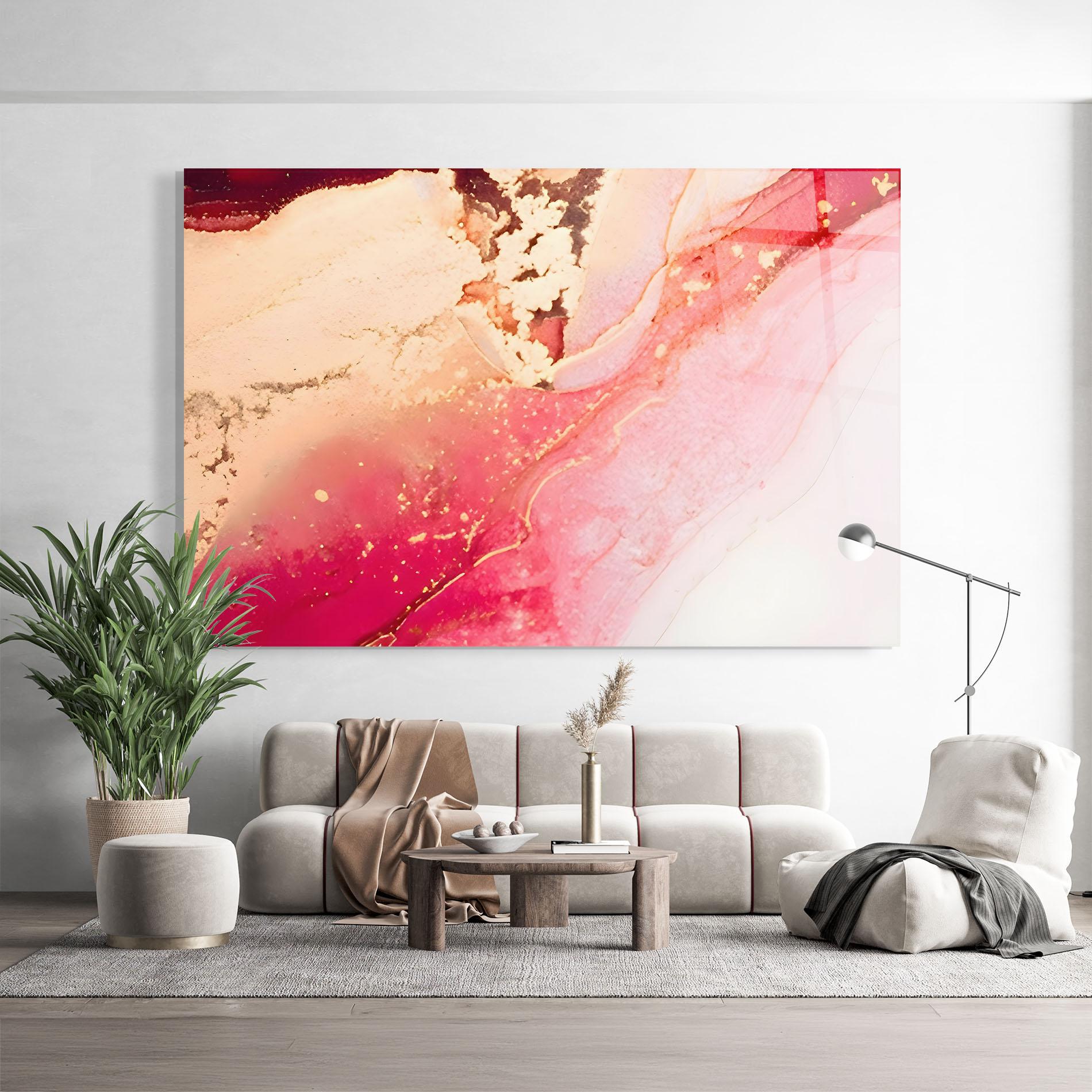 Glasbild Dark Pink Marble mockup 9